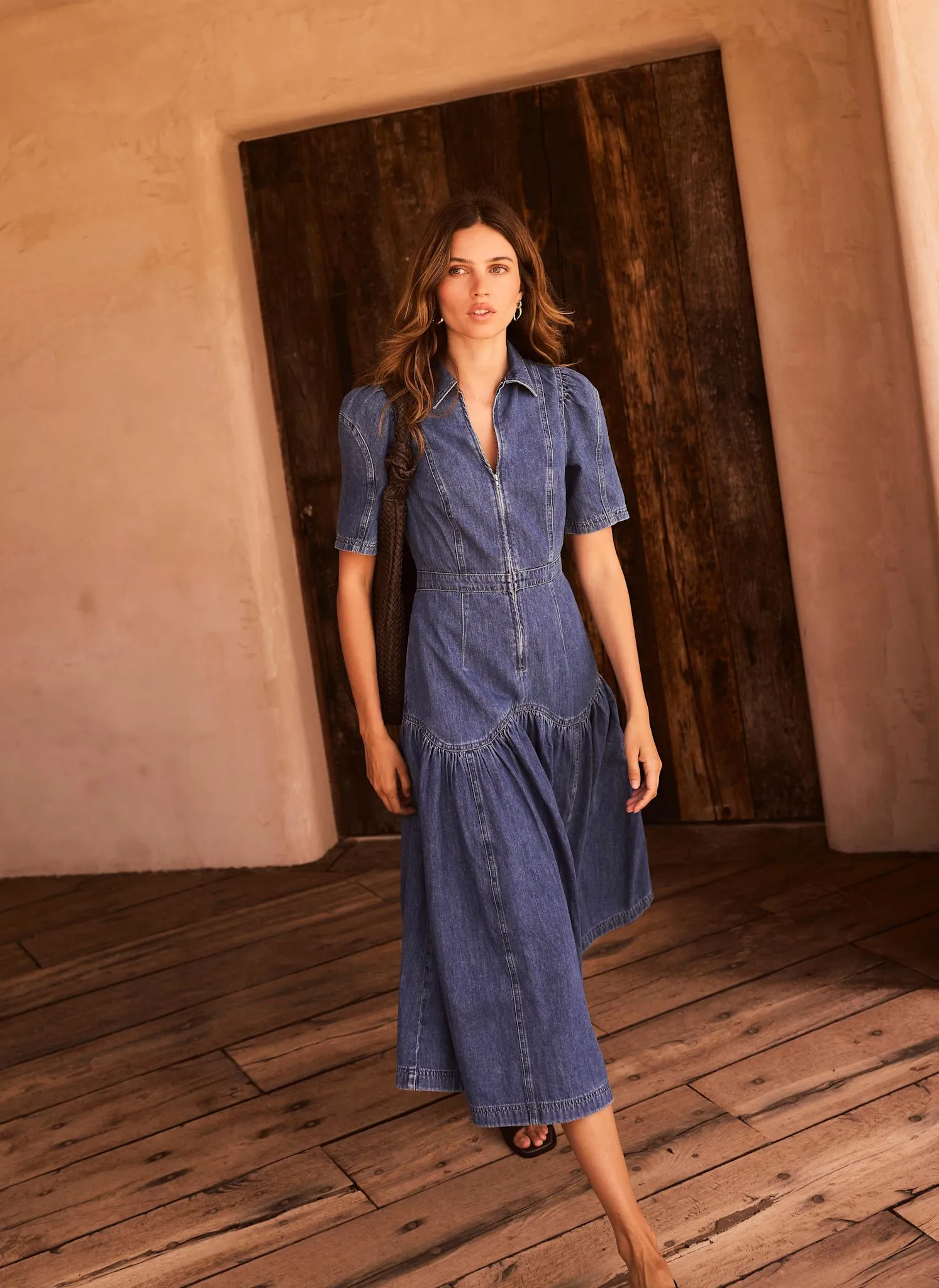 Indigo Puff Sleeve Denim Midi Dress sold by Mint Velvet product image thumbnail 5