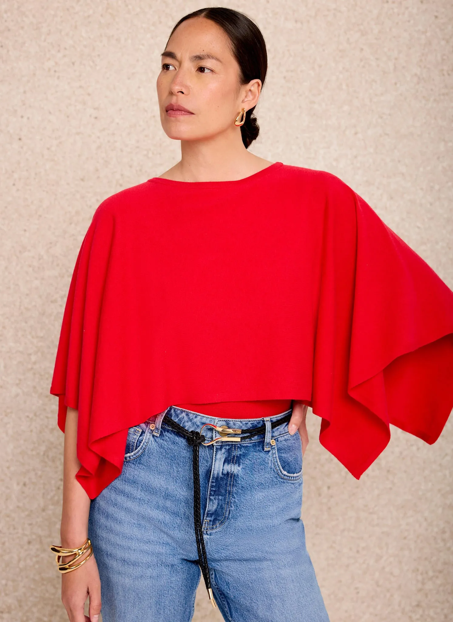 Red Layered Poncho Knit Top sold by Mint Velvet product image thumbnail 3
