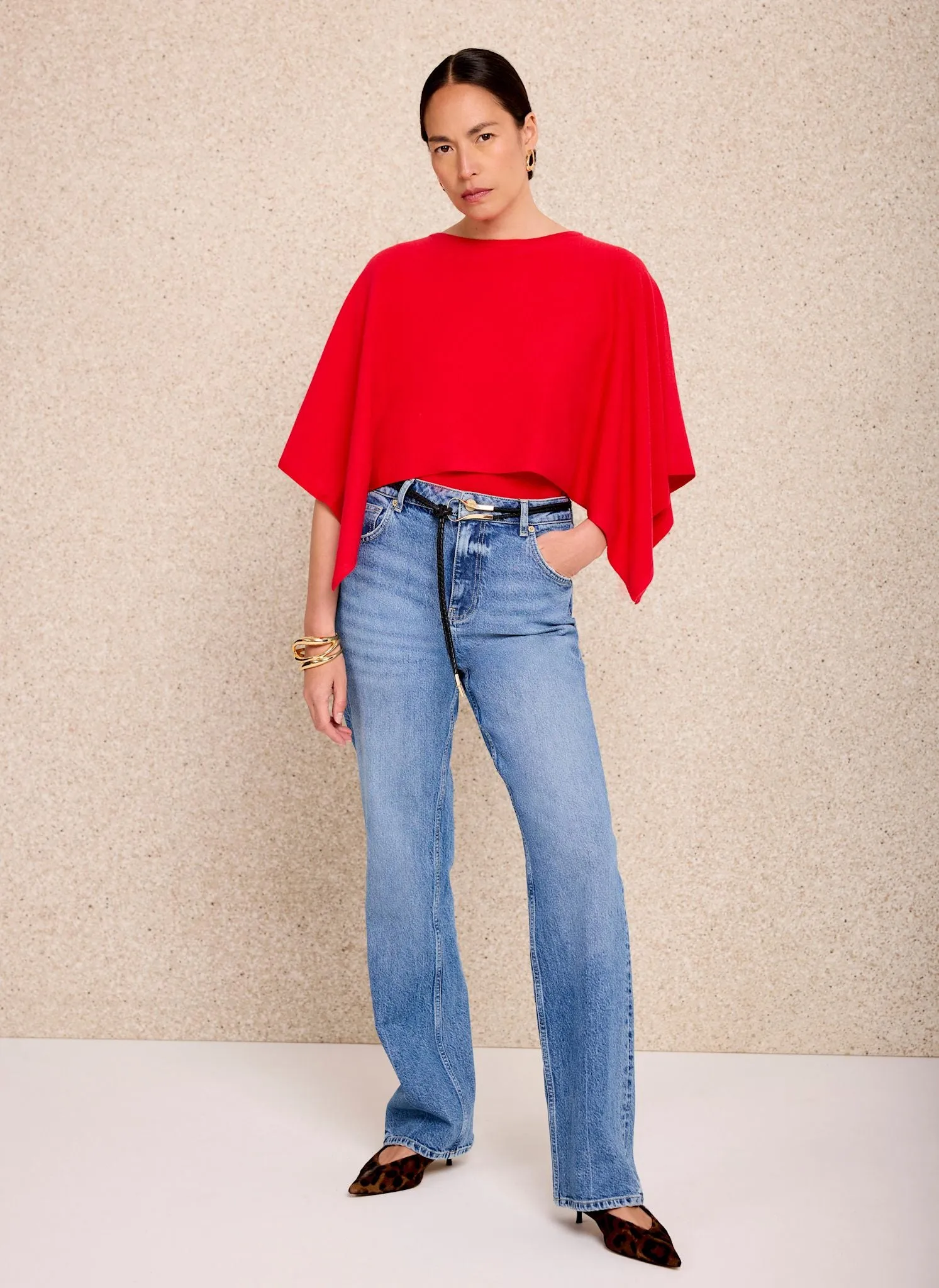 Red Layered Poncho Knit Top sold by Mint Velvet product image thumbnail 2