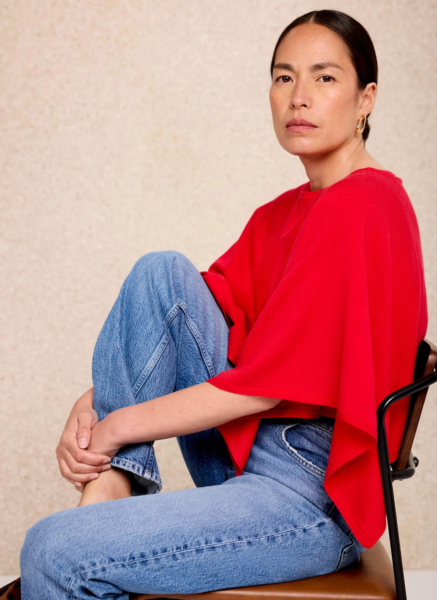 Red Layered Poncho Knit Top sold by Mint Velvet product image thumbnail 5