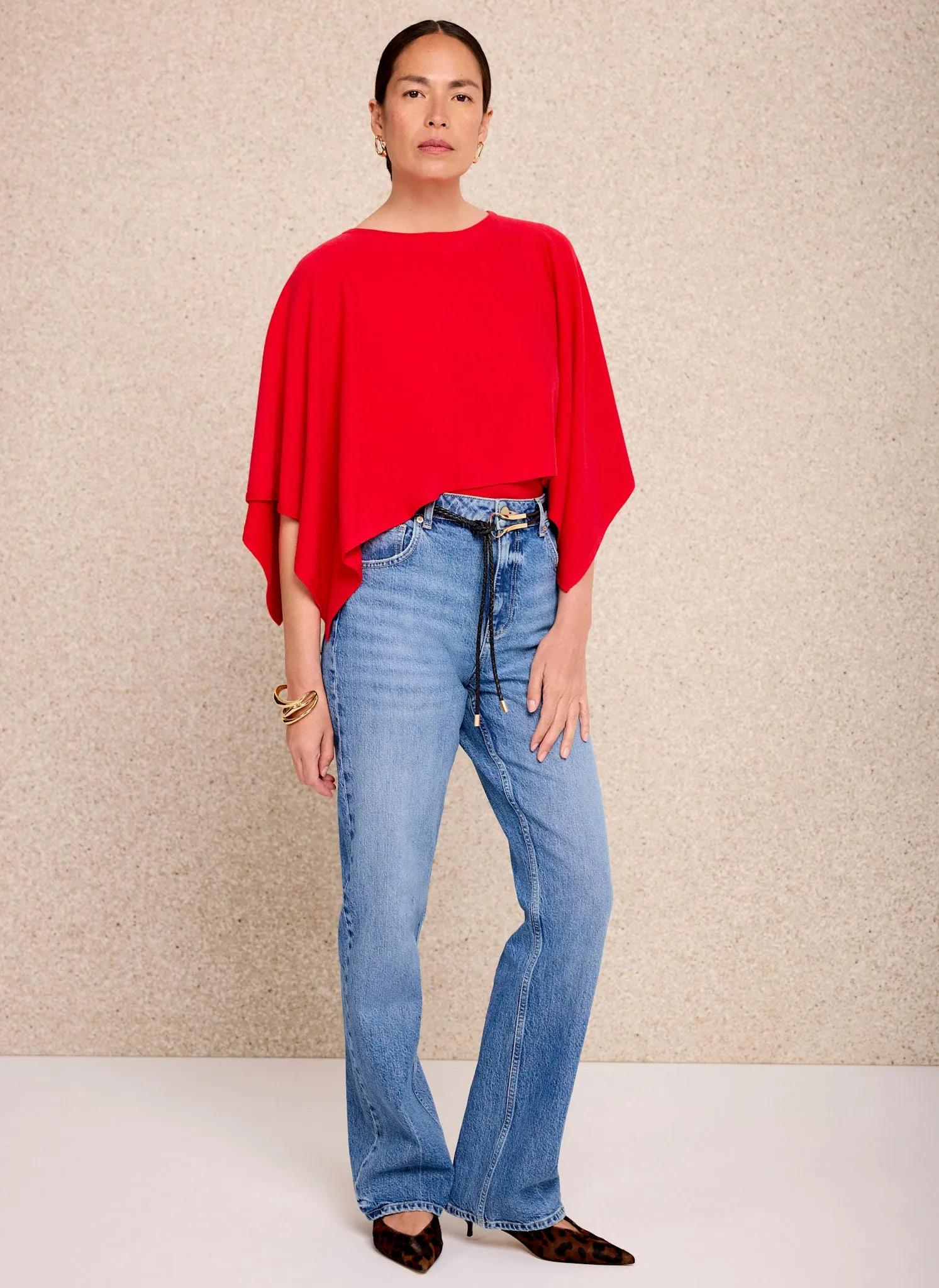 Red Layered Poncho Knit Top sold by Mint Velvet product image thumbnail 4