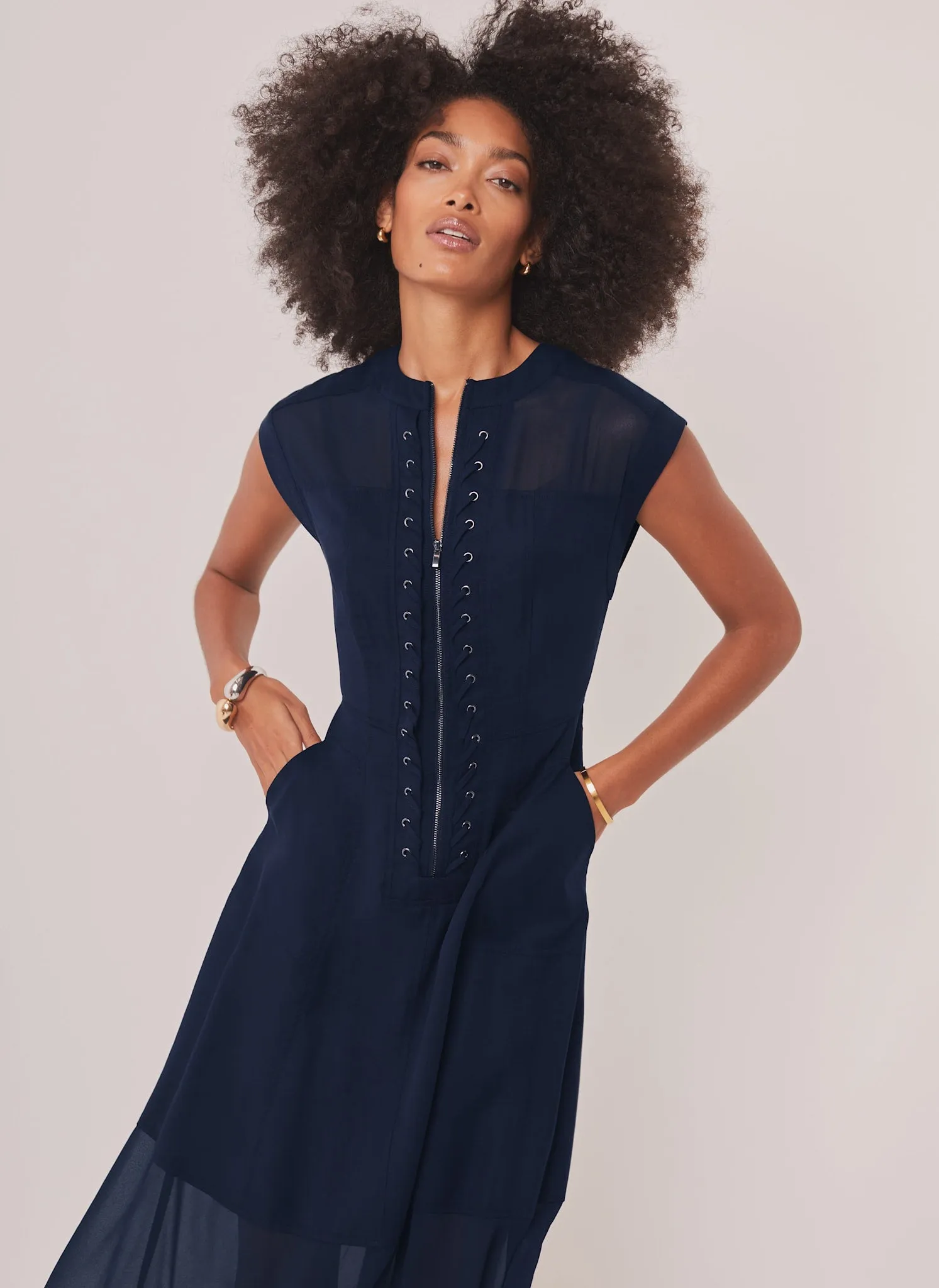 Navy Utility Eyelet Detail Midi Dress sold by Mint Velvet product image thumbnail 5