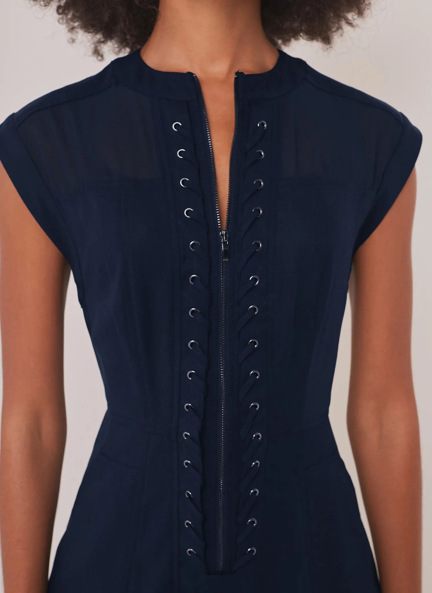 Navy Utility Eyelet Detail Midi Dress sold by Mint Velvet product image thumbnail 3