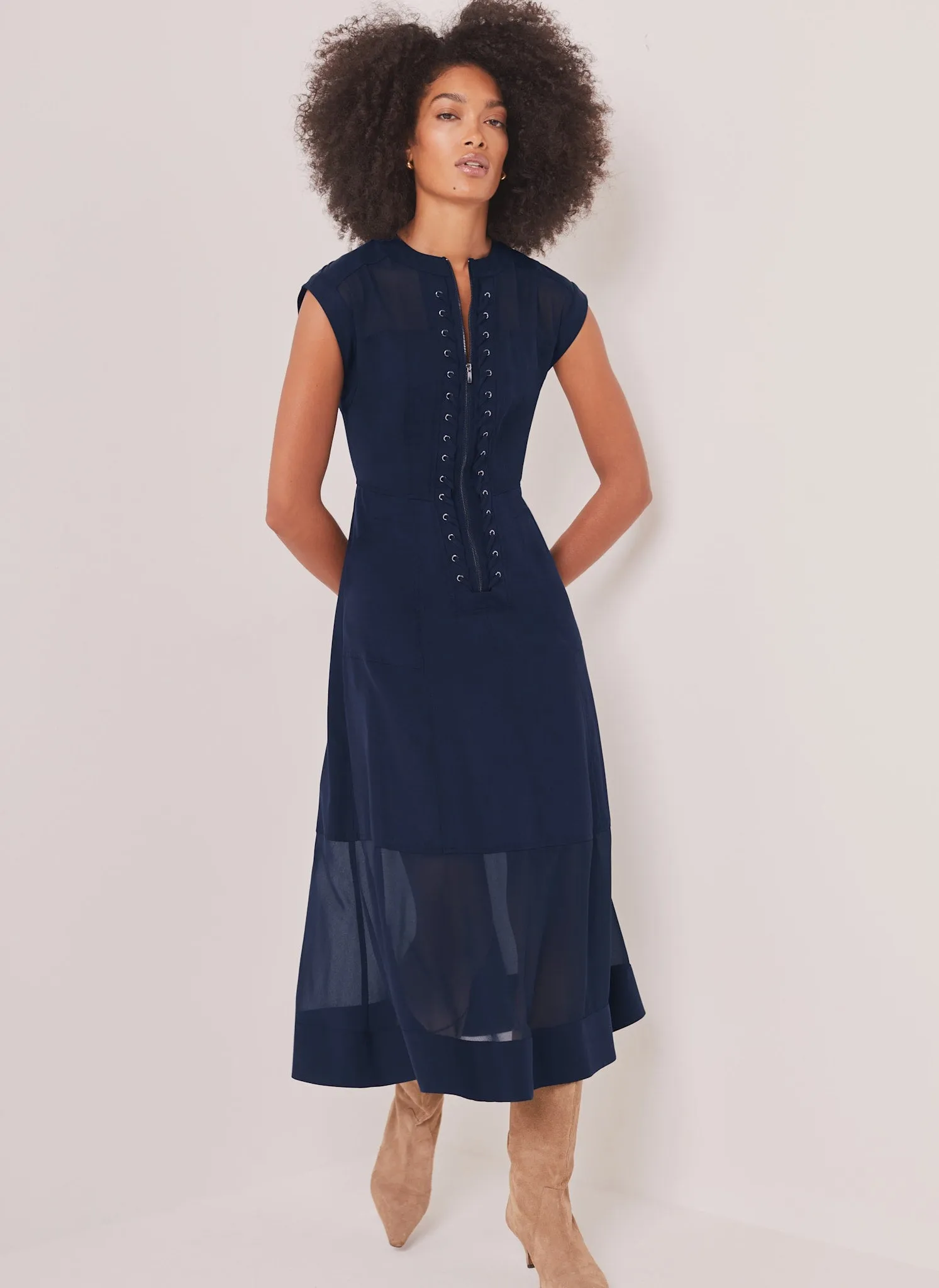 Navy Utility Eyelet Detail Midi Dress sold by Mint Velvet product image thumbnail 2