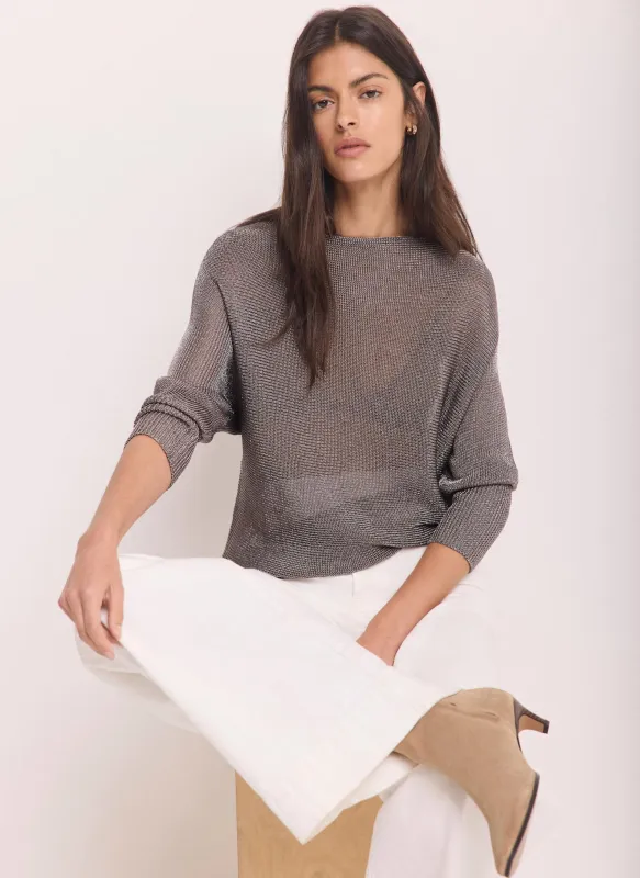 Grey Silver Metallic Knit Top made by Mint Velvet