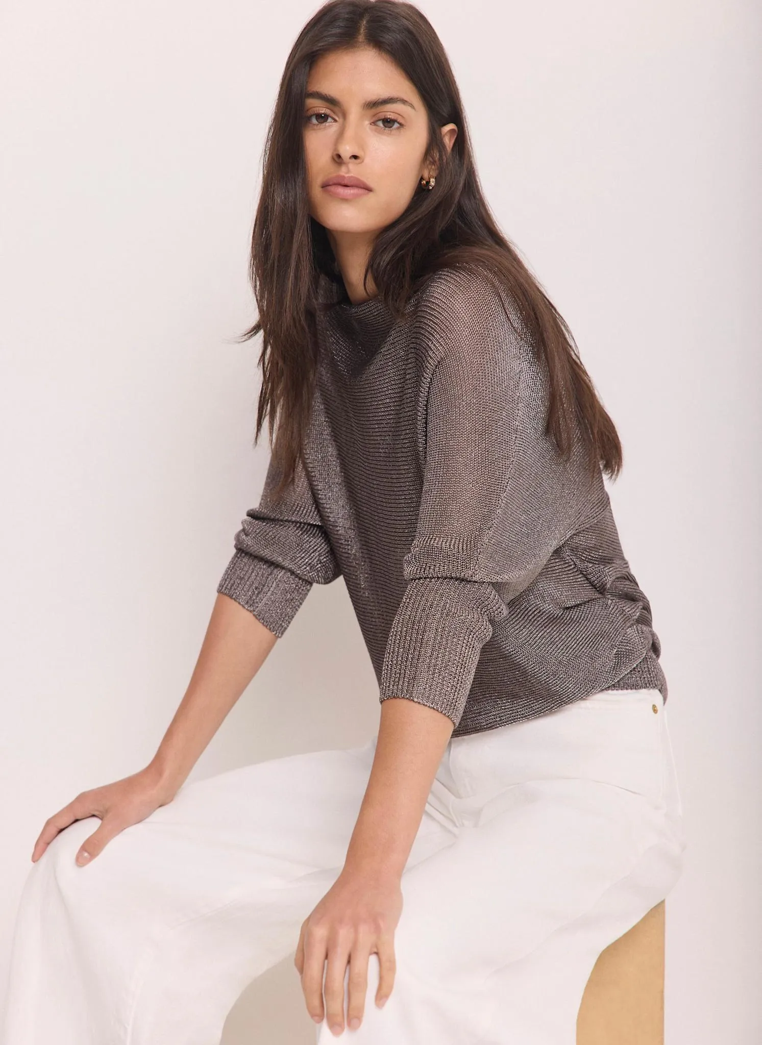 Grey Silver Metallic Knit Top sold by Mint Velvet product image thumbnail 5