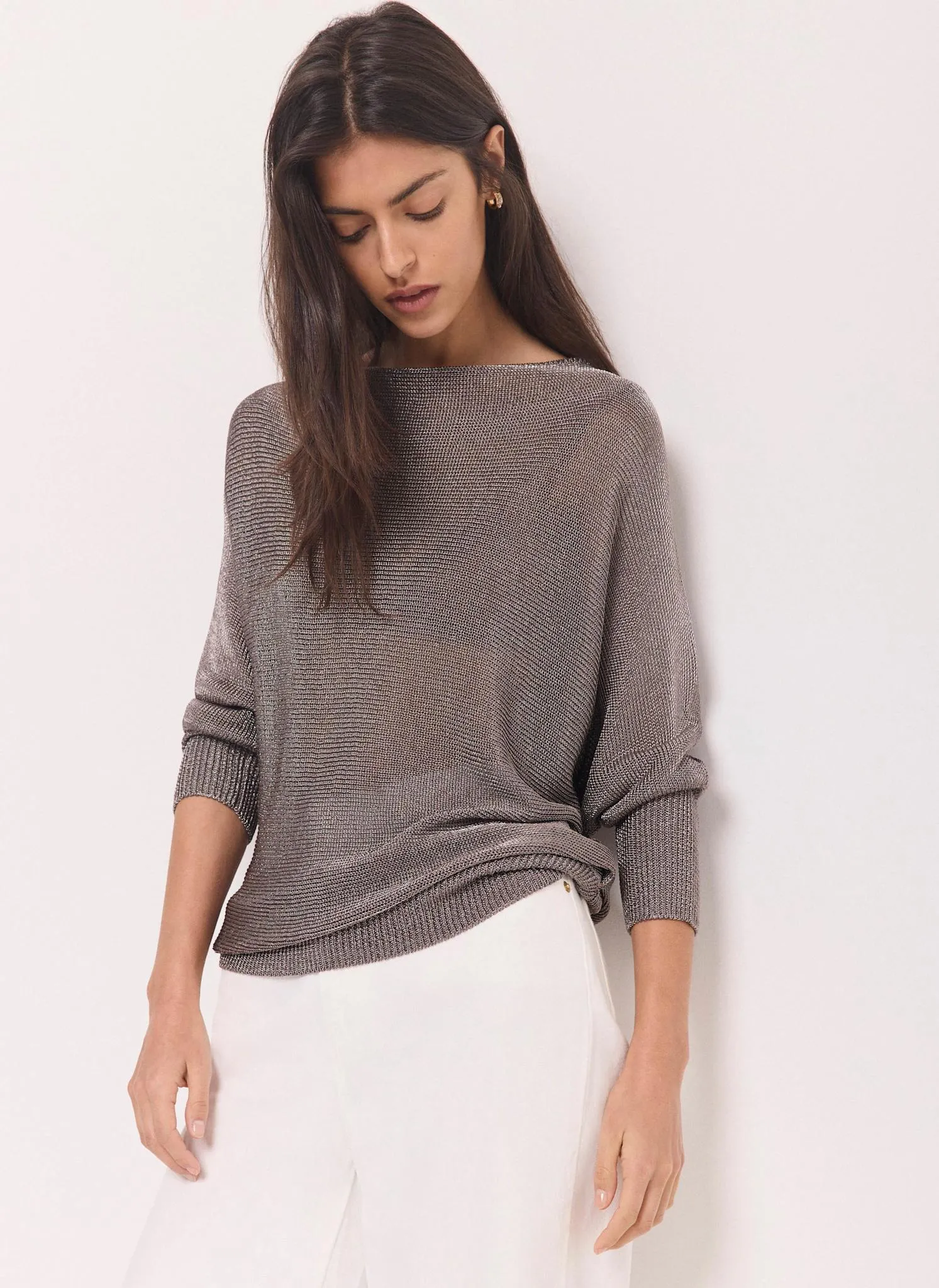 Grey Silver Metallic Knit Top sold by Mint Velvet product image thumbnail 2