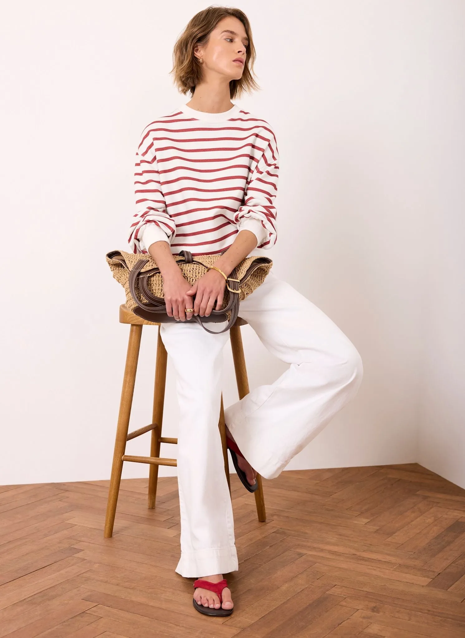 Cream Stripe Blouson Sweatshirt sold by Mint Velvet product image thumbnail 4