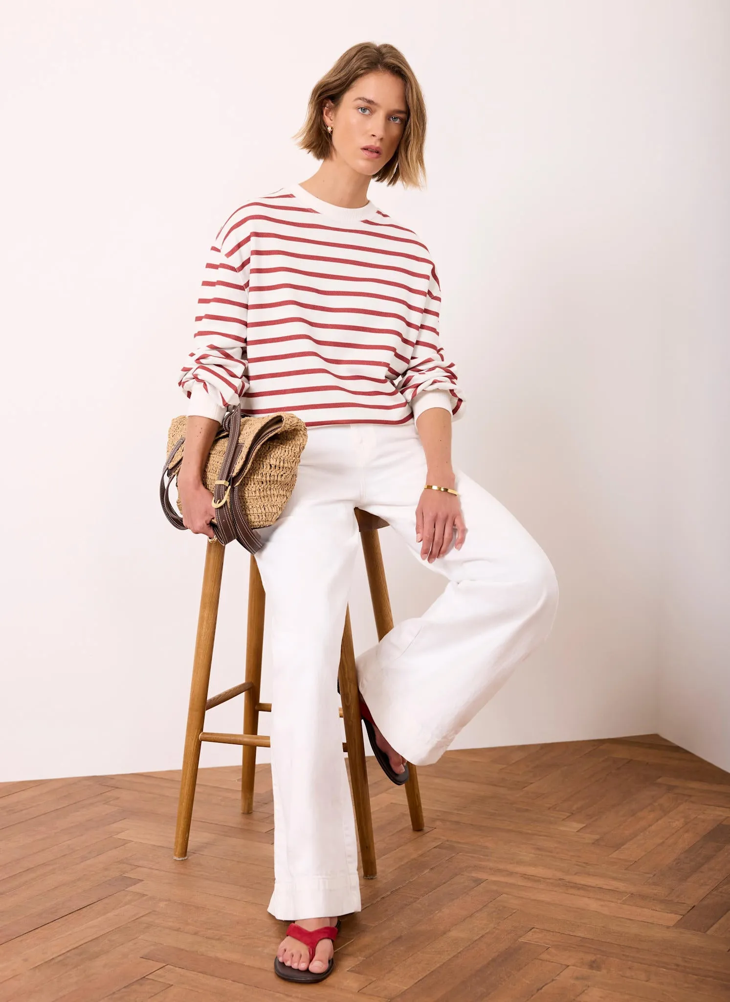 Cream Stripe Blouson Sweatshirt sold by Mint Velvet product image thumbnail 2