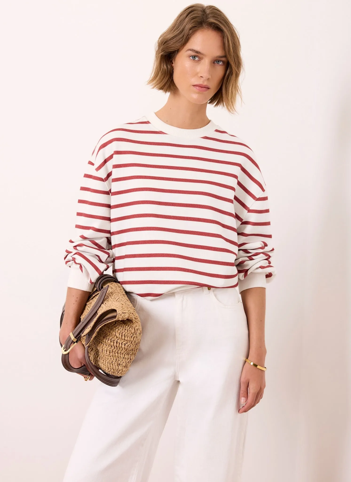 Cream Stripe Blouson Sweatshirt sold by Mint Velvet