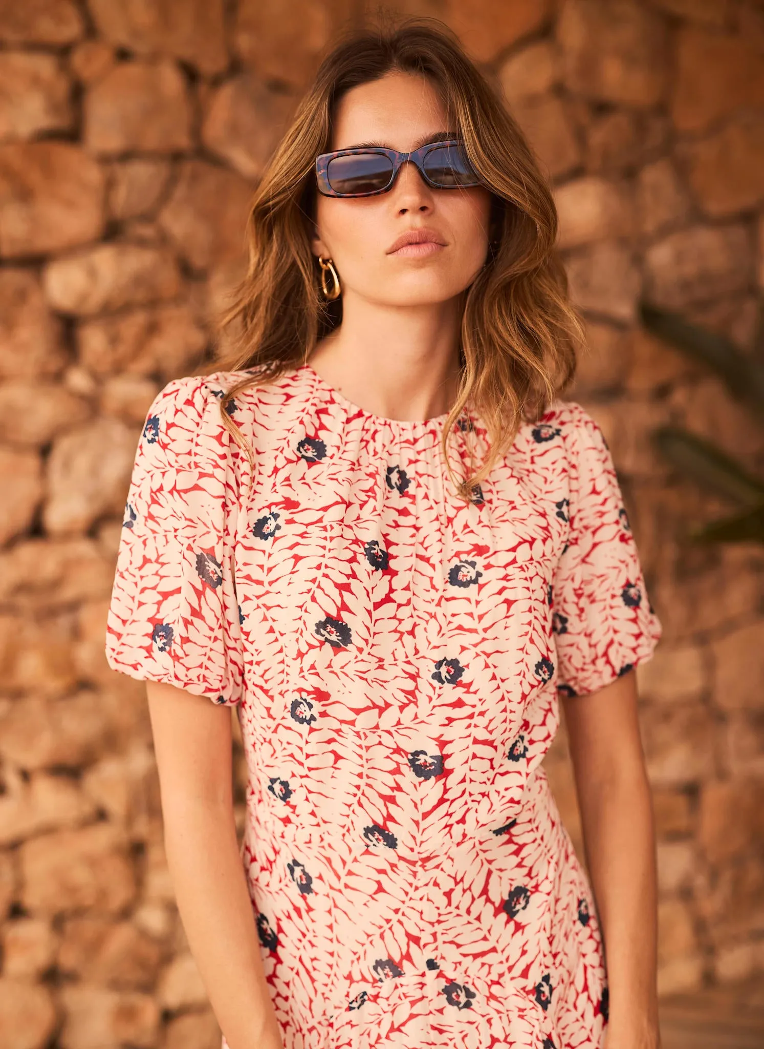 Red Printed Puff Sleeve Maxi Dress sold by Mint Velvet product image thumbnail 4