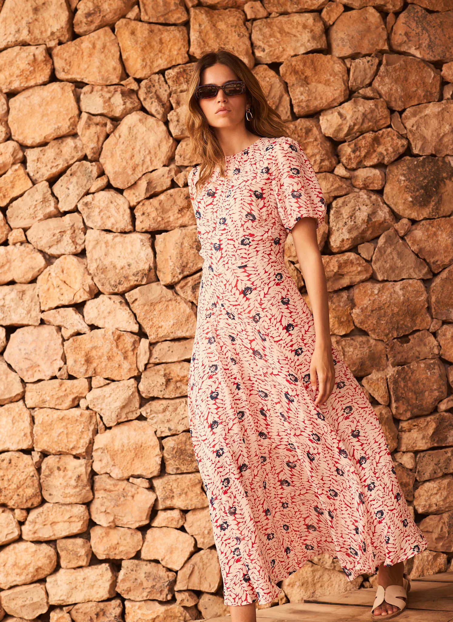 Red Printed Puff Sleeve Maxi Dress sold by Mint Velvet product image thumbnail 5