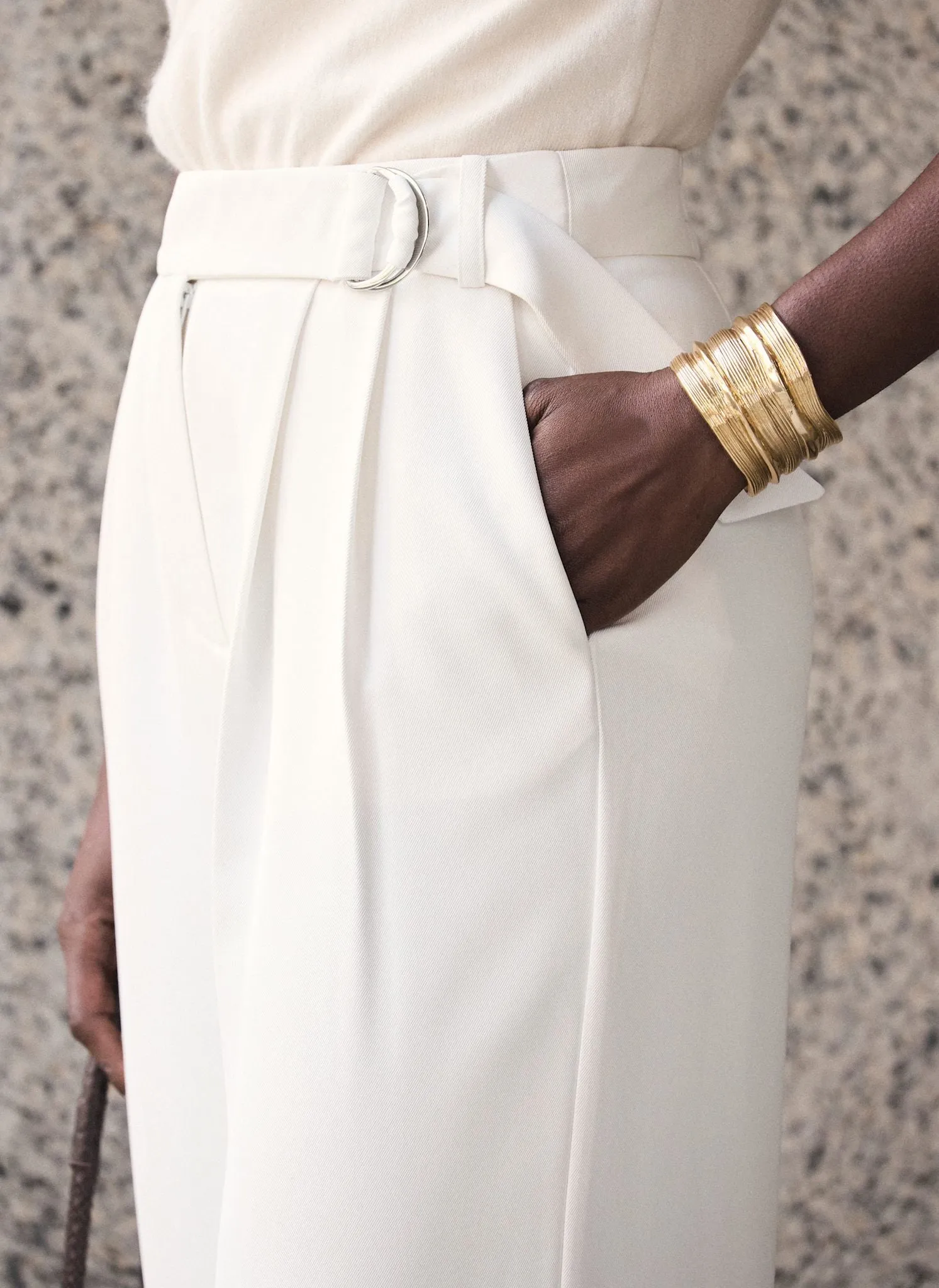 White Cropped Wide Leg Tailored Trousers sold by Mint Velvet product image thumbnail 4