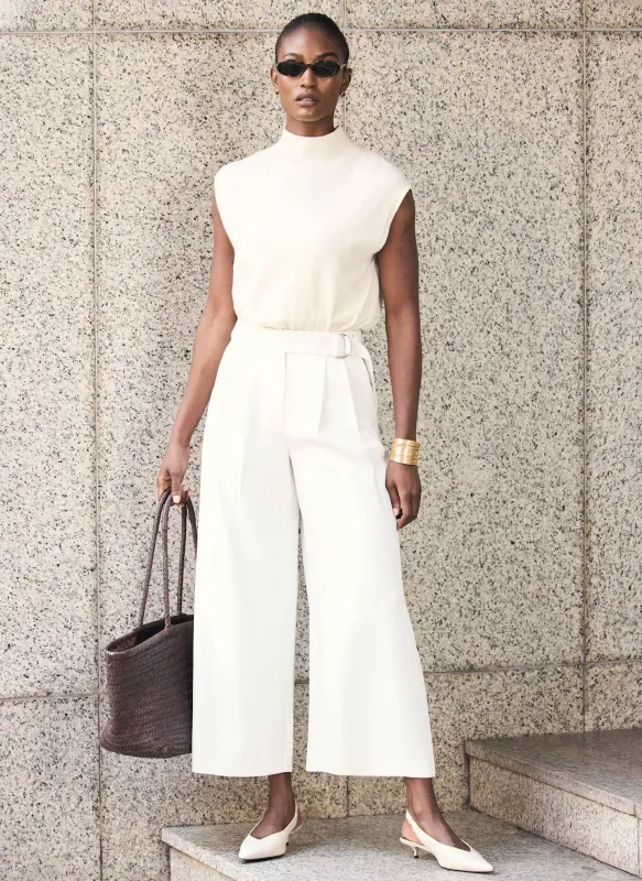 White Cropped Tailored Trousers made by Mint Velvet