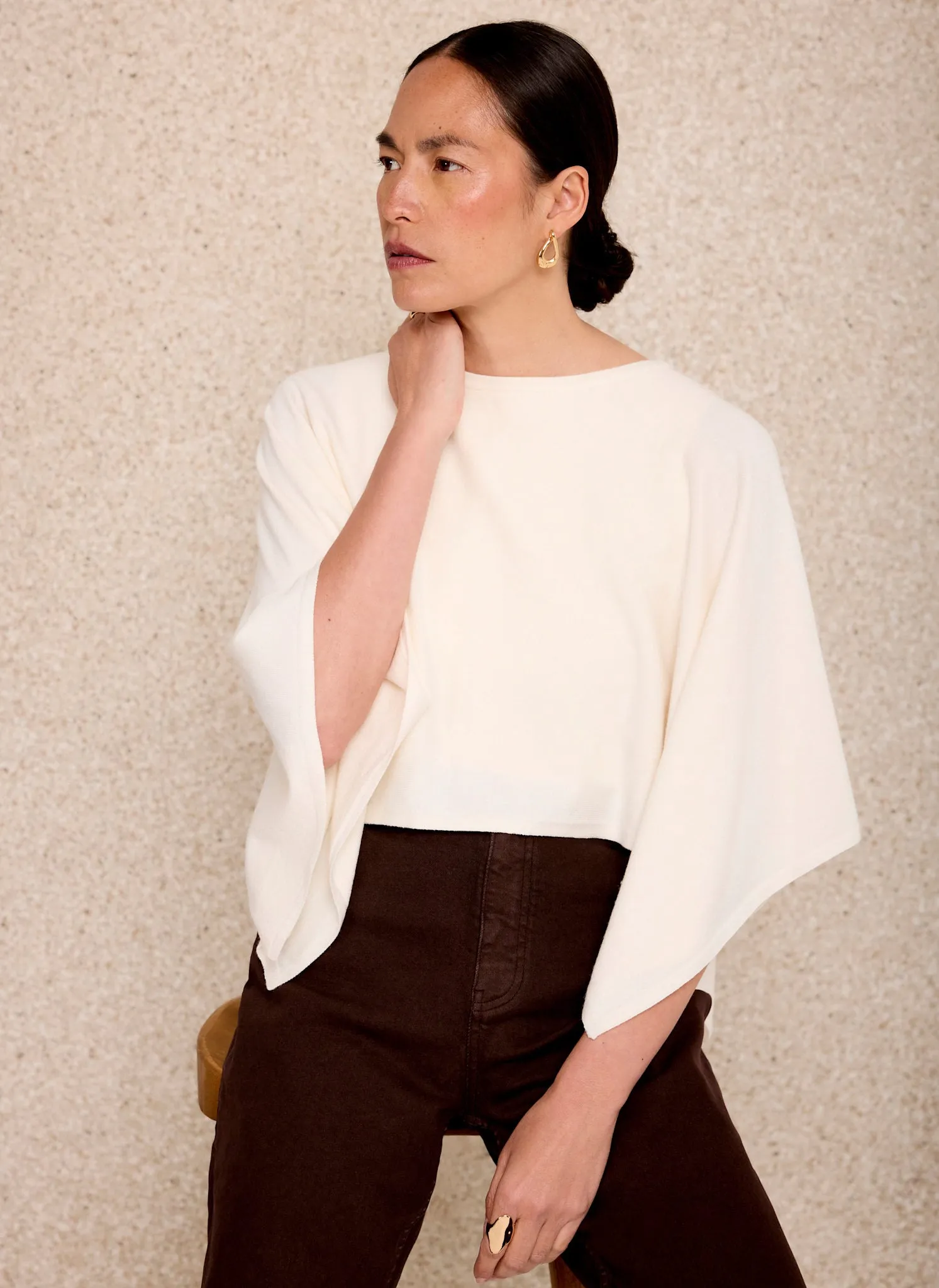 Cream Layered Poncho Knit Top sold by Mint Velvet product image thumbnail 2