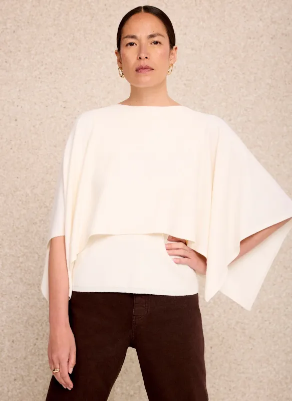 Cream Layered Poncho Knit Top made by Mint Velvet