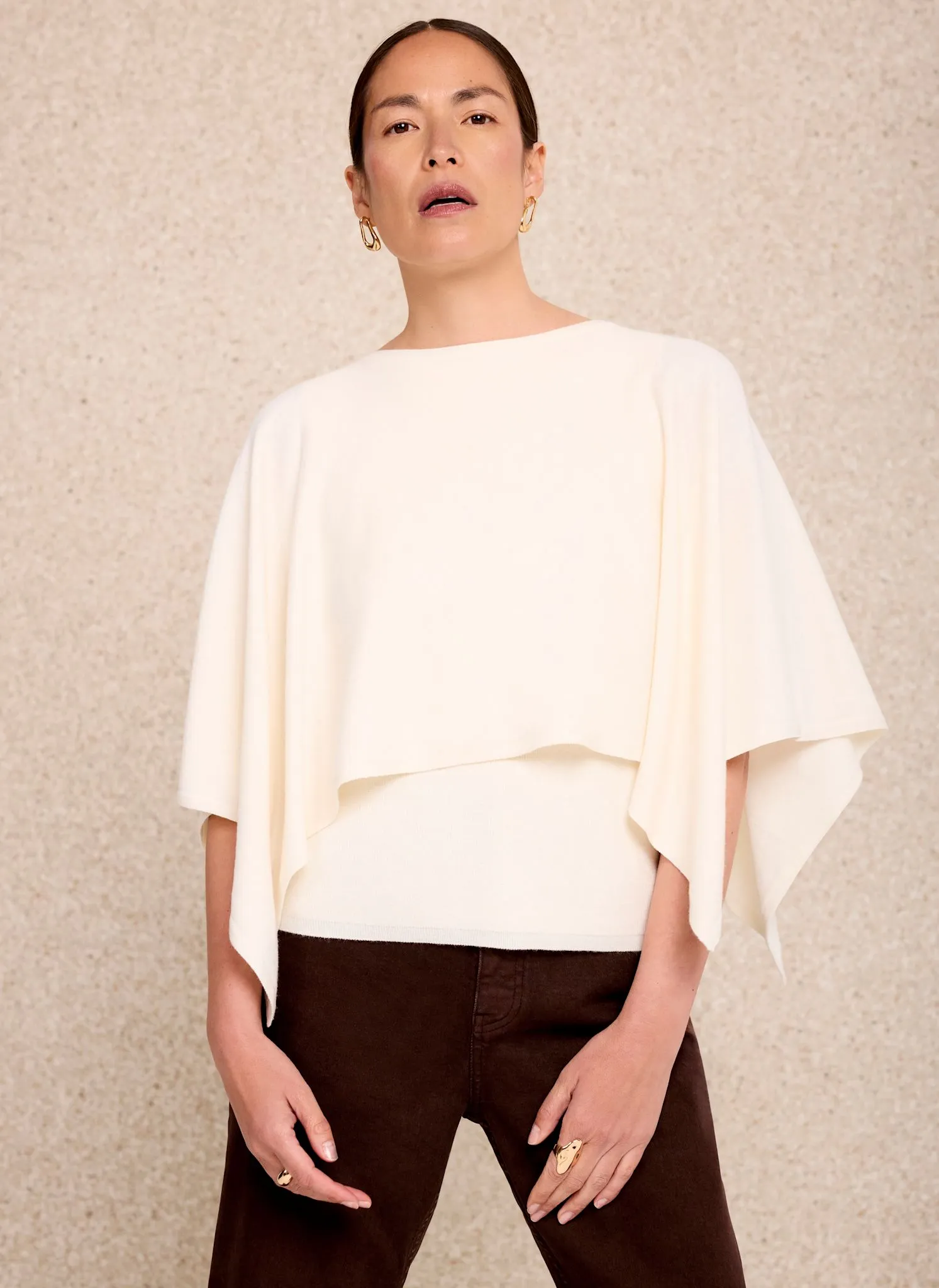 Cream Layered Poncho Knit Top sold by Mint Velvet product image thumbnail 5