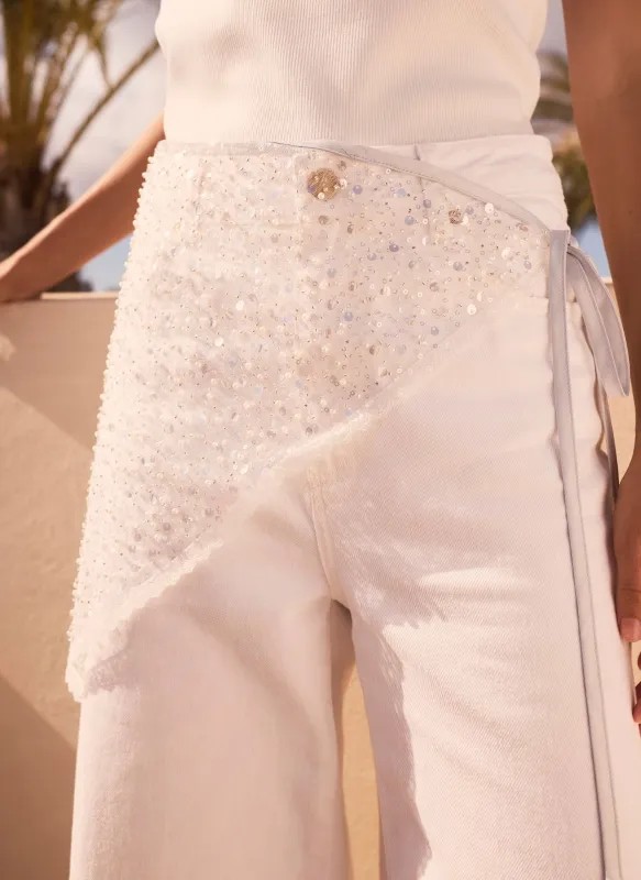 White Sequin Skirt Scarf made by Mint Velvet