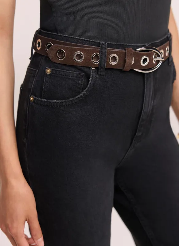 Brown Suede Eyelet Belt made by Mint Velvet