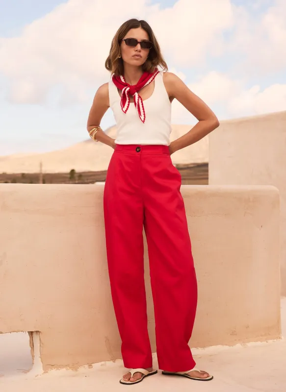 Red Straight Leg Utility Trousers made by Mint Velvet