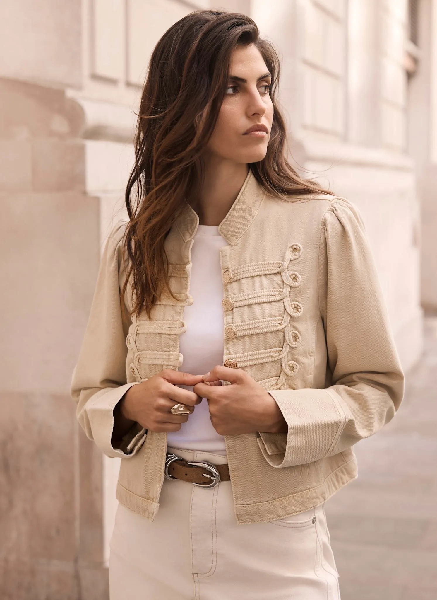 Neutral Denim Military Jacket sold by Mint Velvet product image thumbnail 2