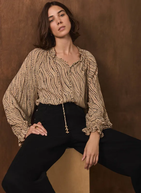 Neutral Spot Print Blouse made by Mint Velvet