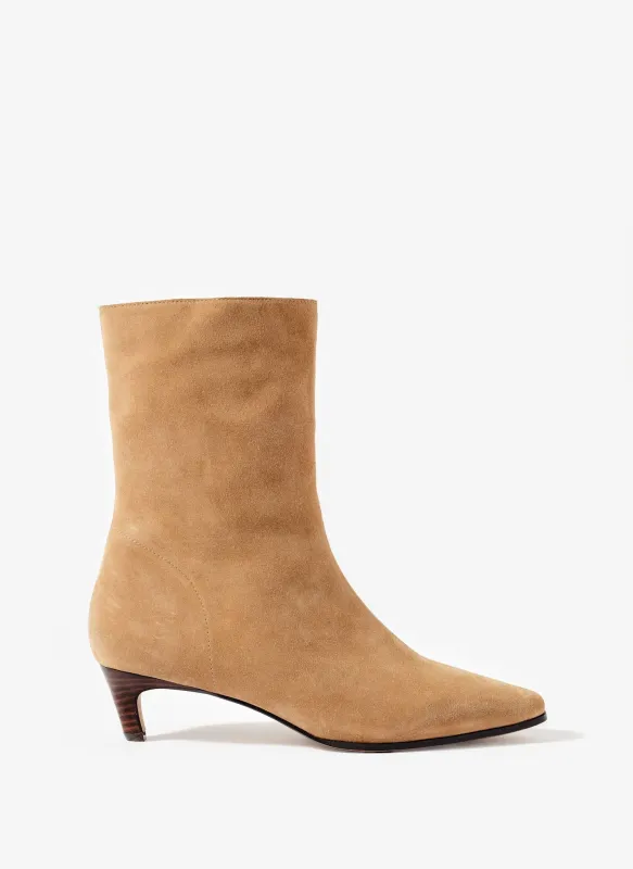 Issy Neutral Suede Kitten Heel Ankle Boots made by Mint Velvet