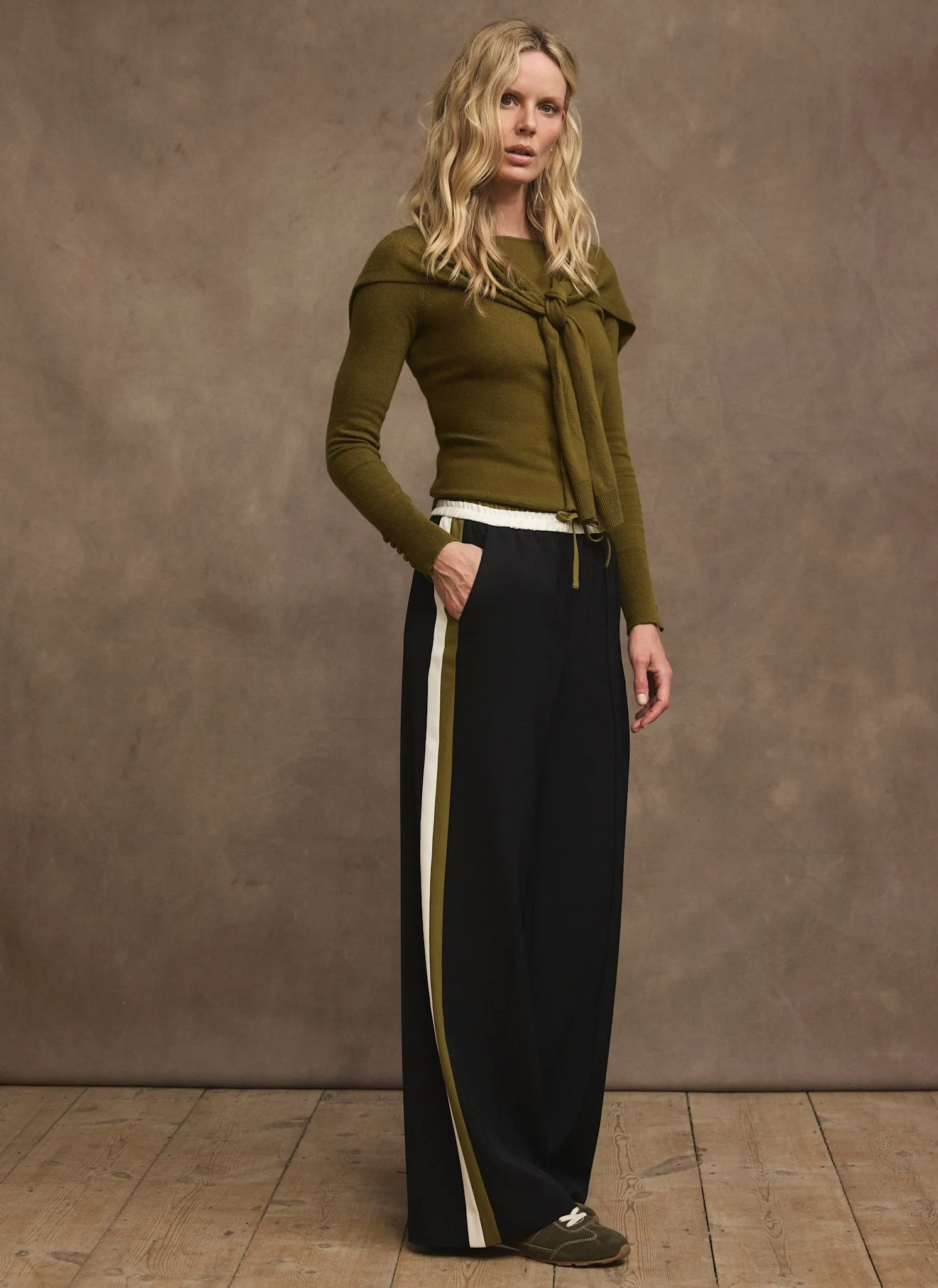 Black Side Stripe Tie Waist Wide Leg Trousers sold by Mint Velvet product image thumbnail 5