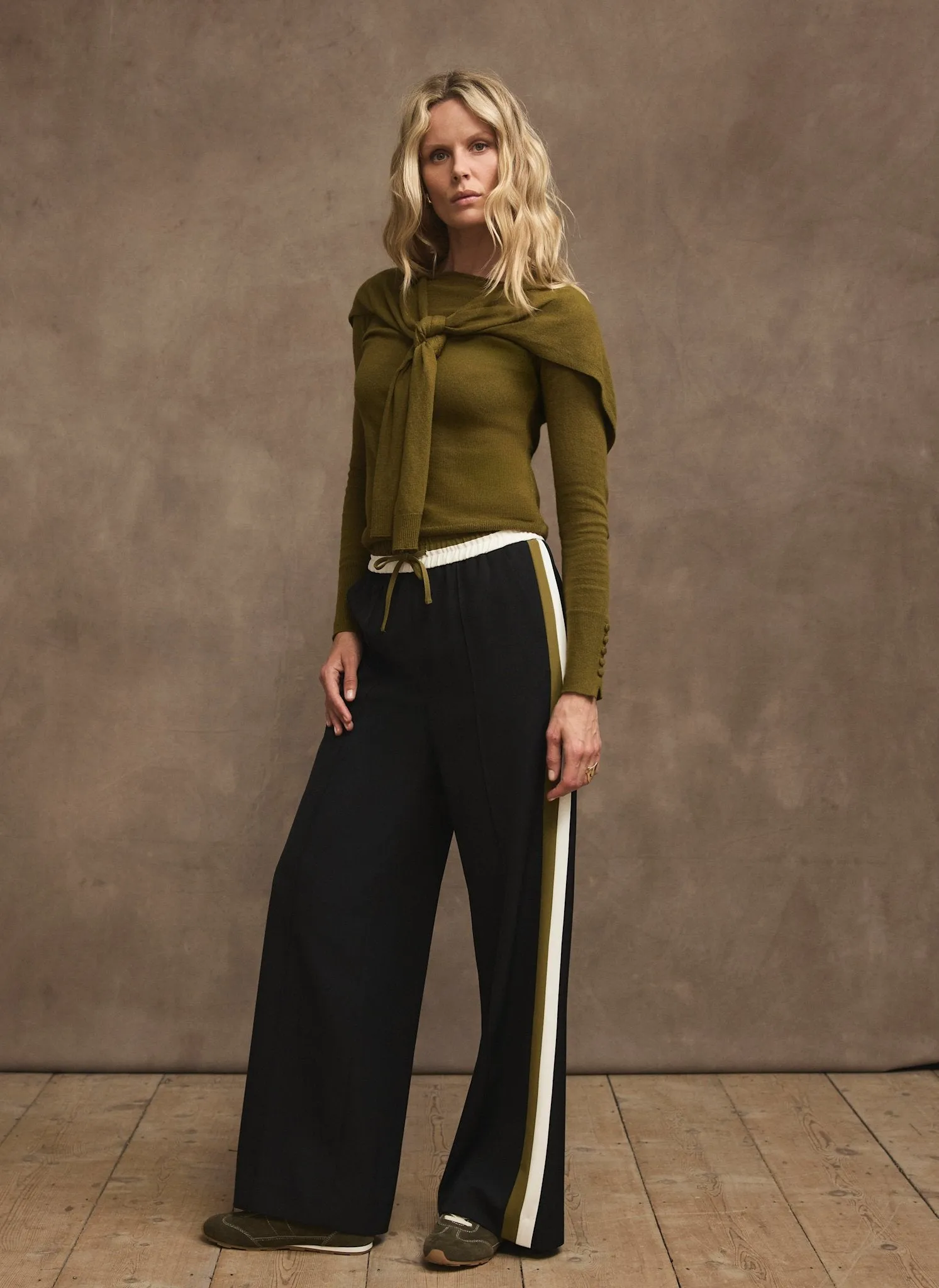 Black Side Stripe Tie Waist Wide Leg Trousers sold by Mint Velvet product image thumbnail 3