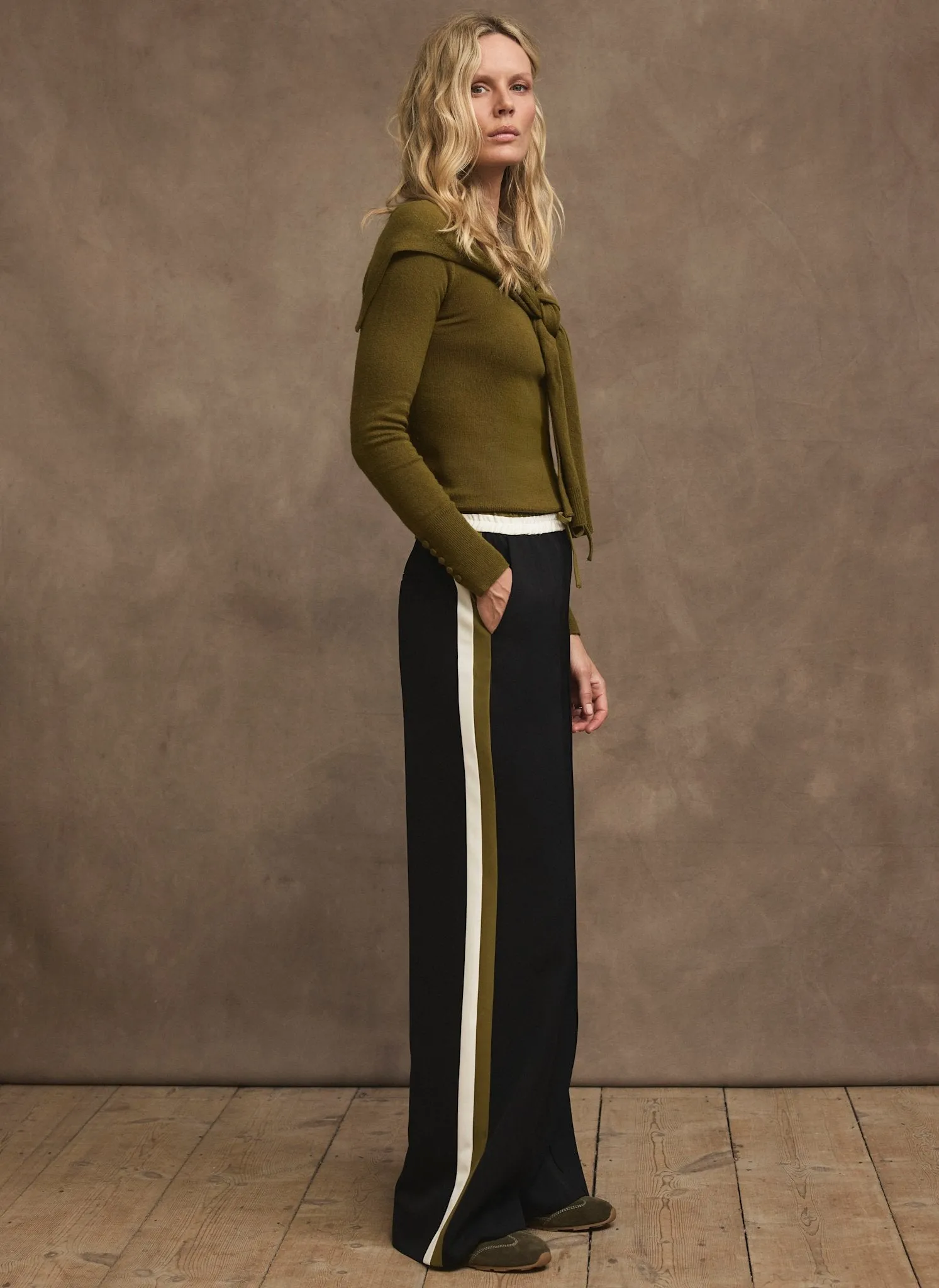 Black Side Stripe Tie Waist Wide Leg Trousers sold by Mint Velvet product image thumbnail 2