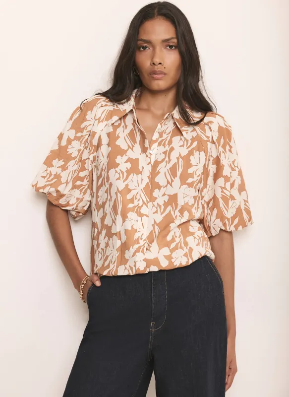 Neutral Floral Print Shirt made by Mint Velvet