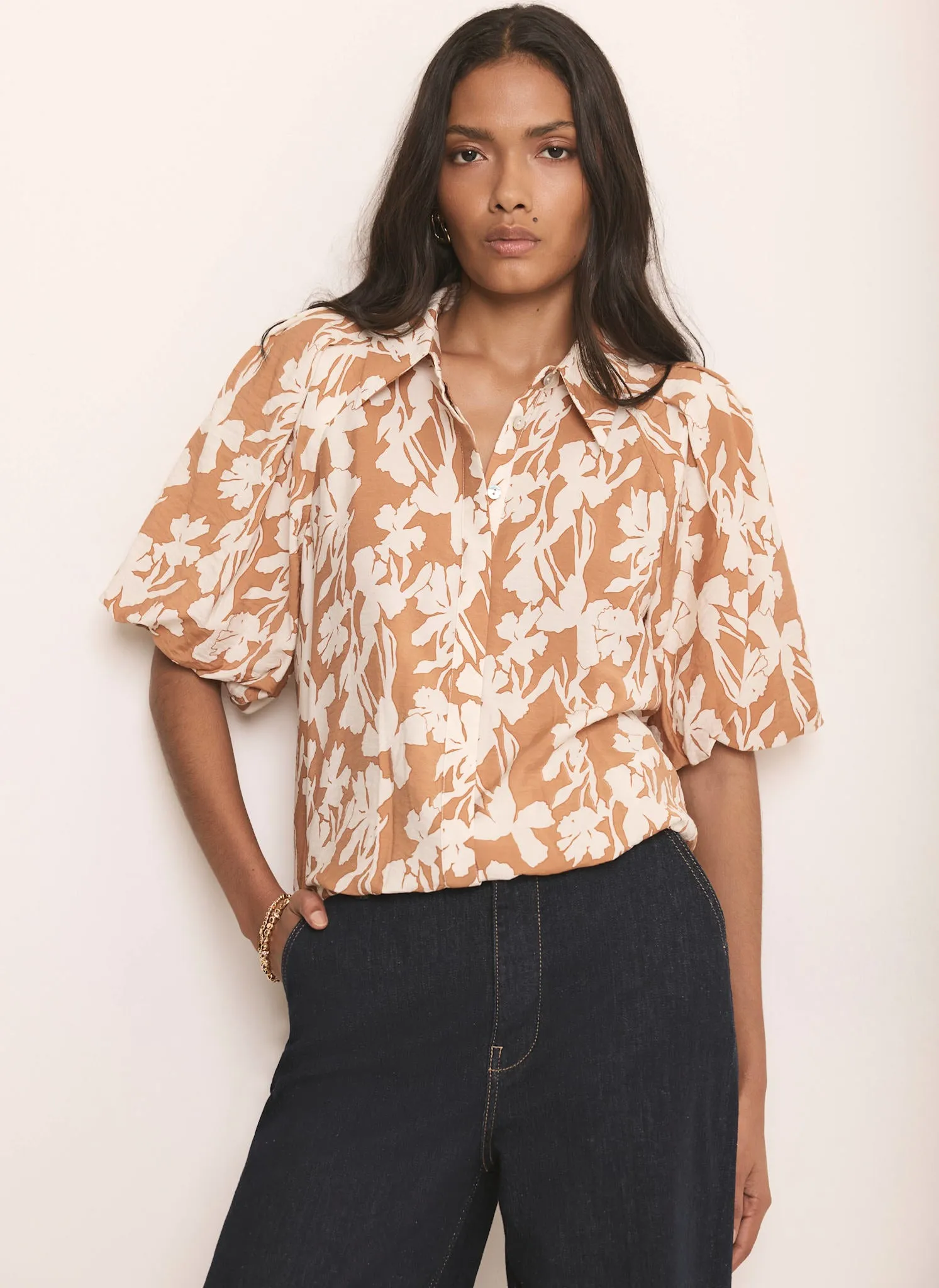 Neutral Floral Print Shirt sold by Mint Velvet
