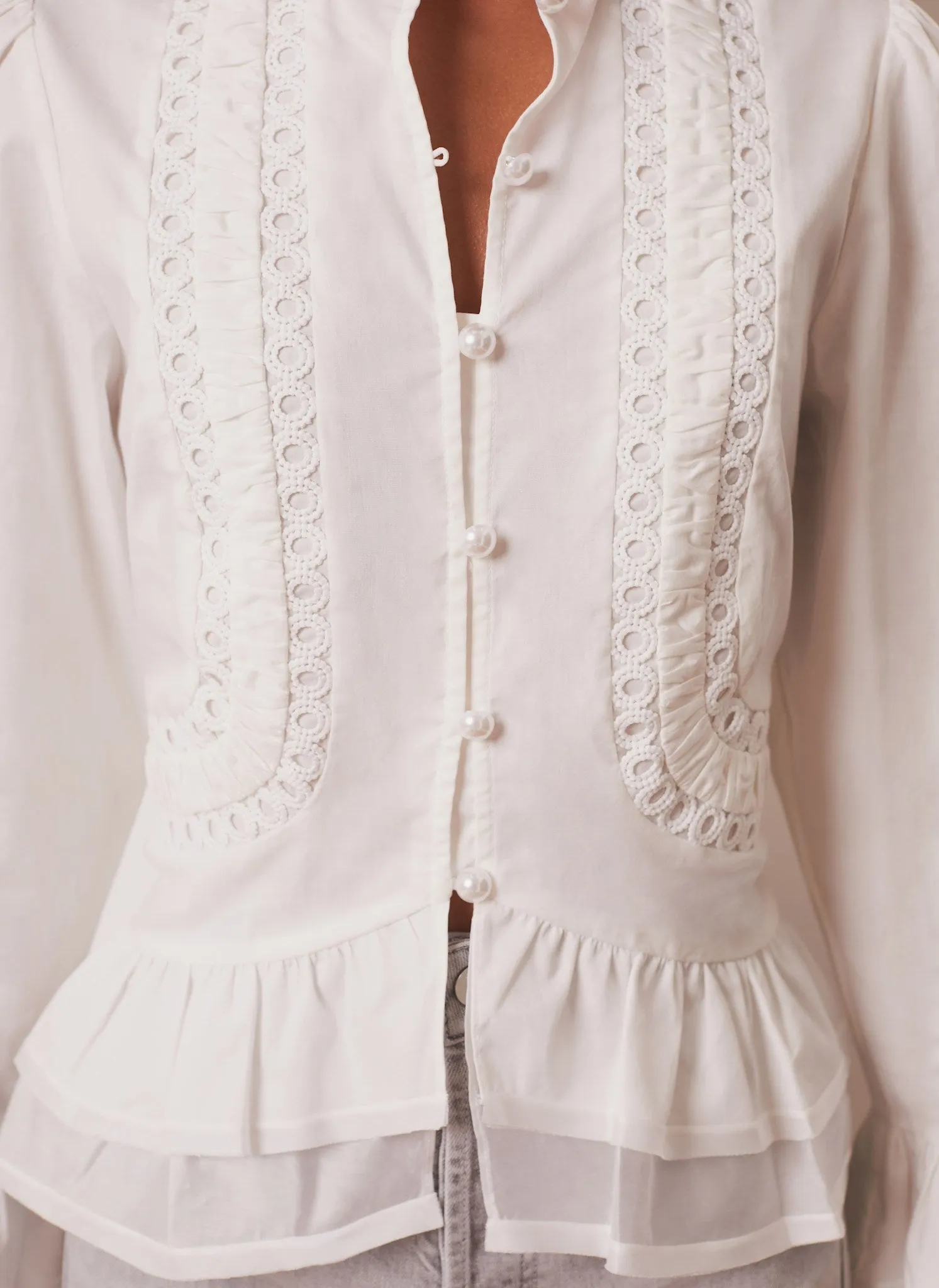 Cream Lace Ruffle Blouse sold by Mint Velvet product image thumbnail 3