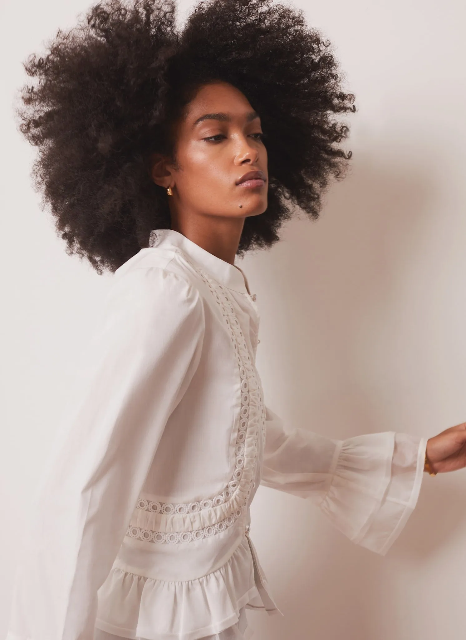 Cream Lace Ruffle Blouse sold by Mint Velvet product image thumbnail 5