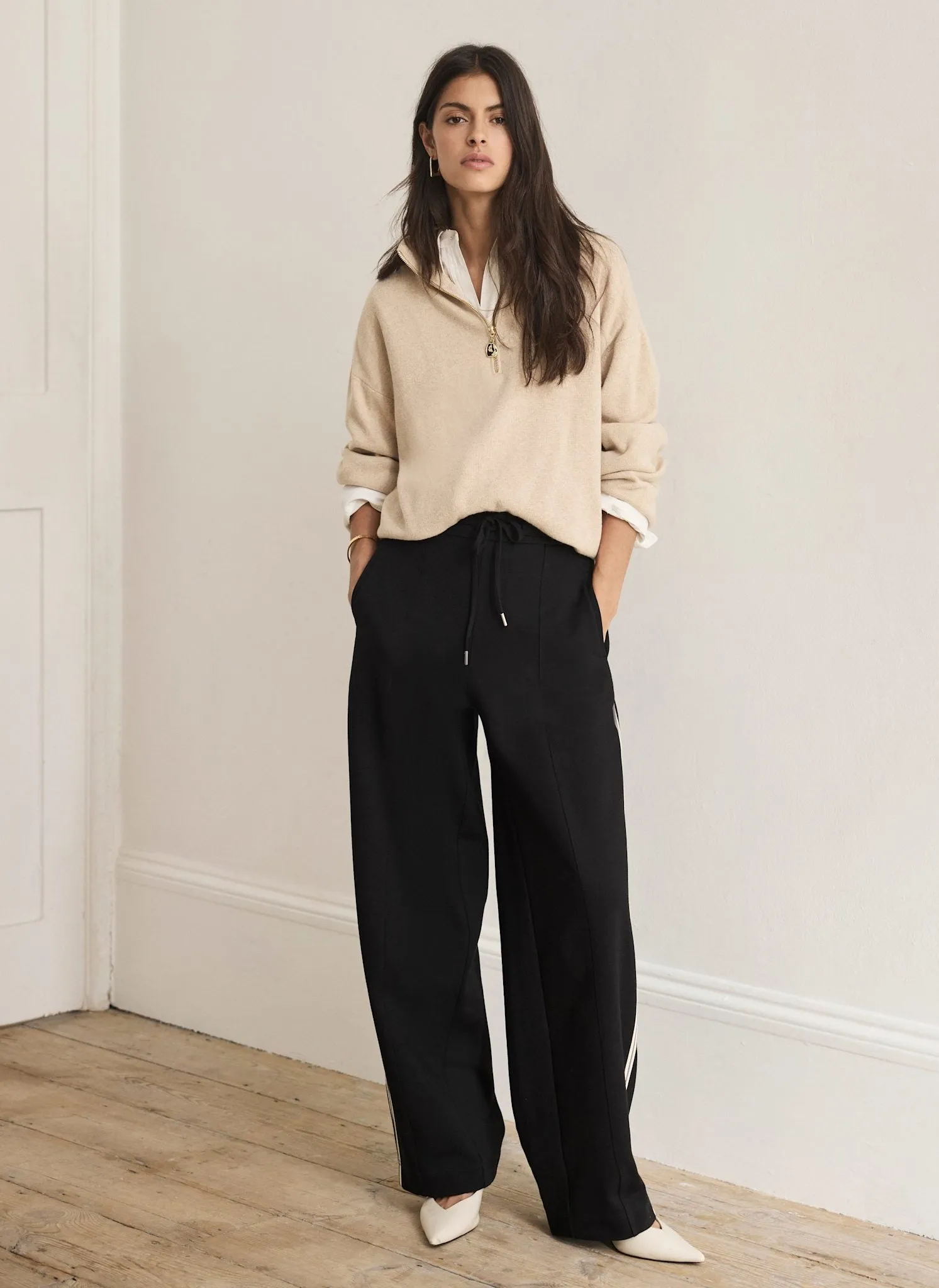 Black Side Stripe Barrel Trousers sold by Mint Velvet product image thumbnail 2
