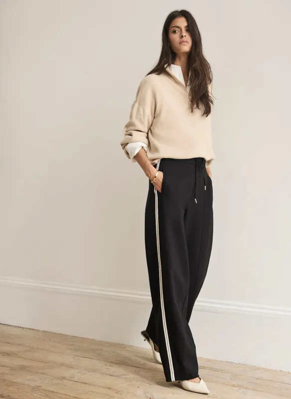 Black Side Stripe Barrel Trousers made by Mint Velvet
