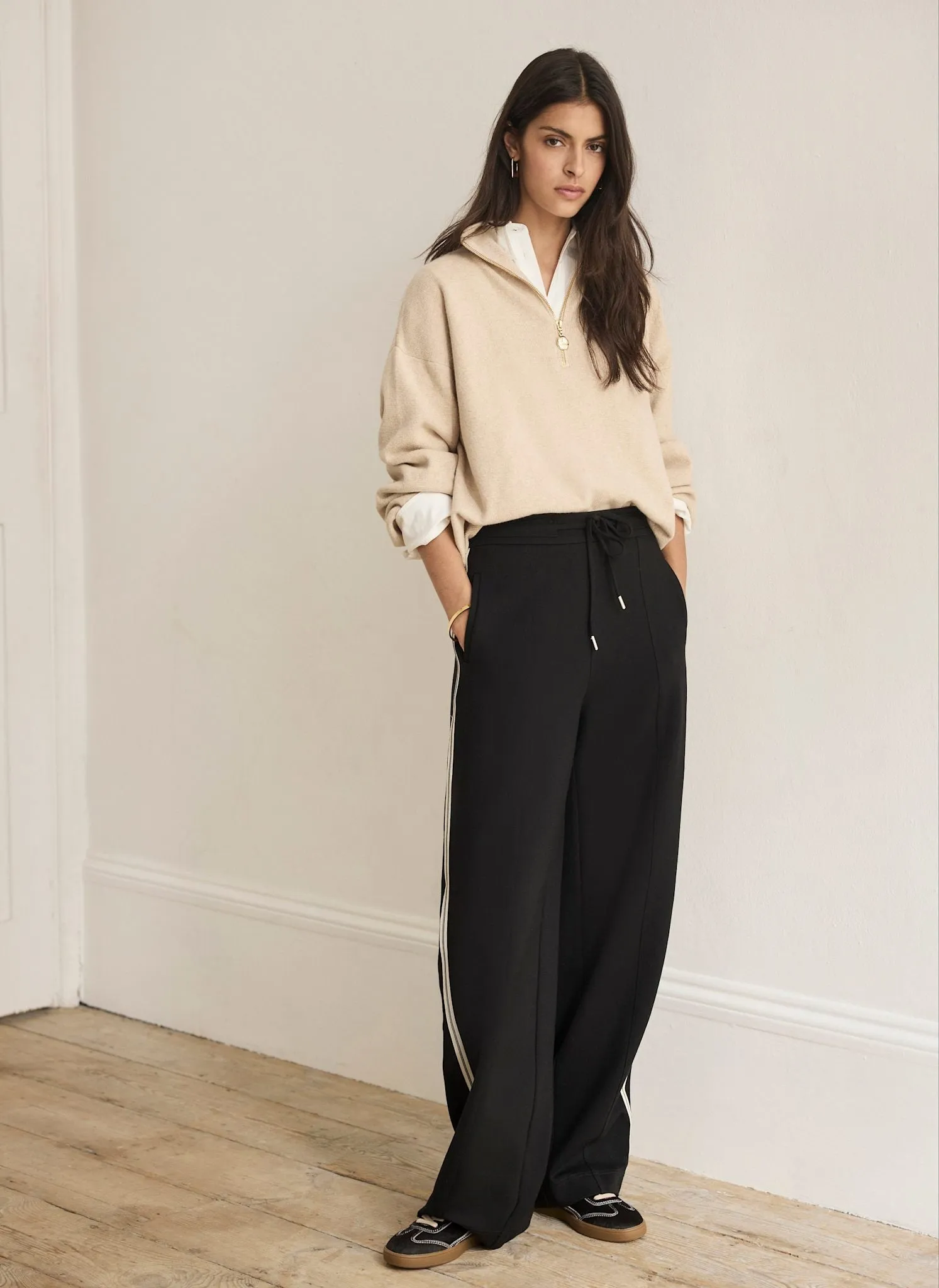 Black Side Stripe Barrel Trousers sold by Mint Velvet product image thumbnail 3