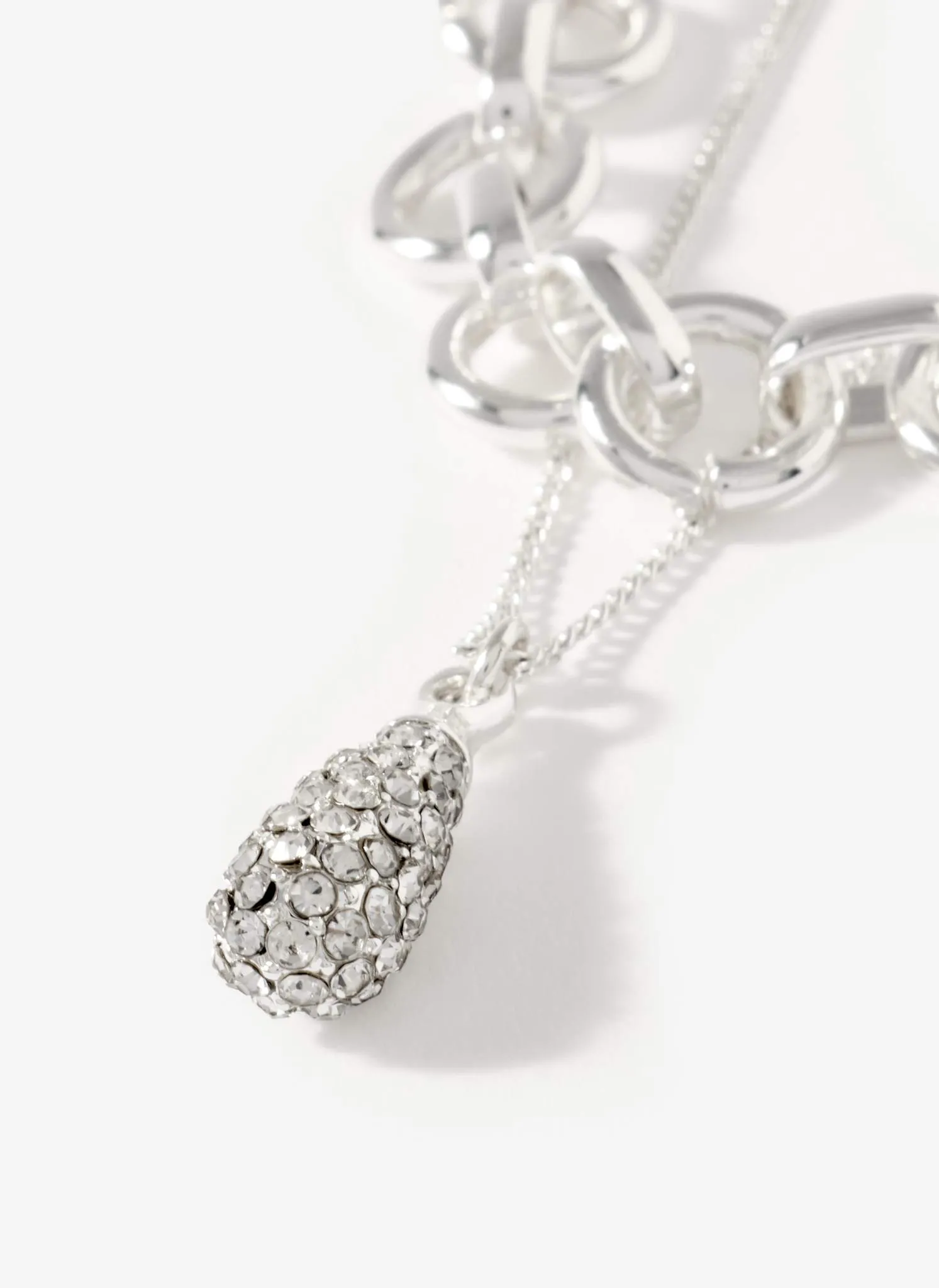 Silver Tone Pave Drop Layered Necklace sold by Mint Velvet product image thumbnail 4