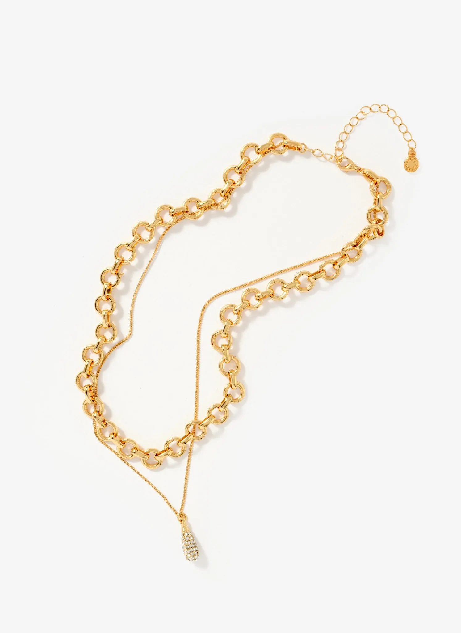 Gold Tone Pave Drop Layered Necklace sold by Mint Velvet product image thumbnail 2