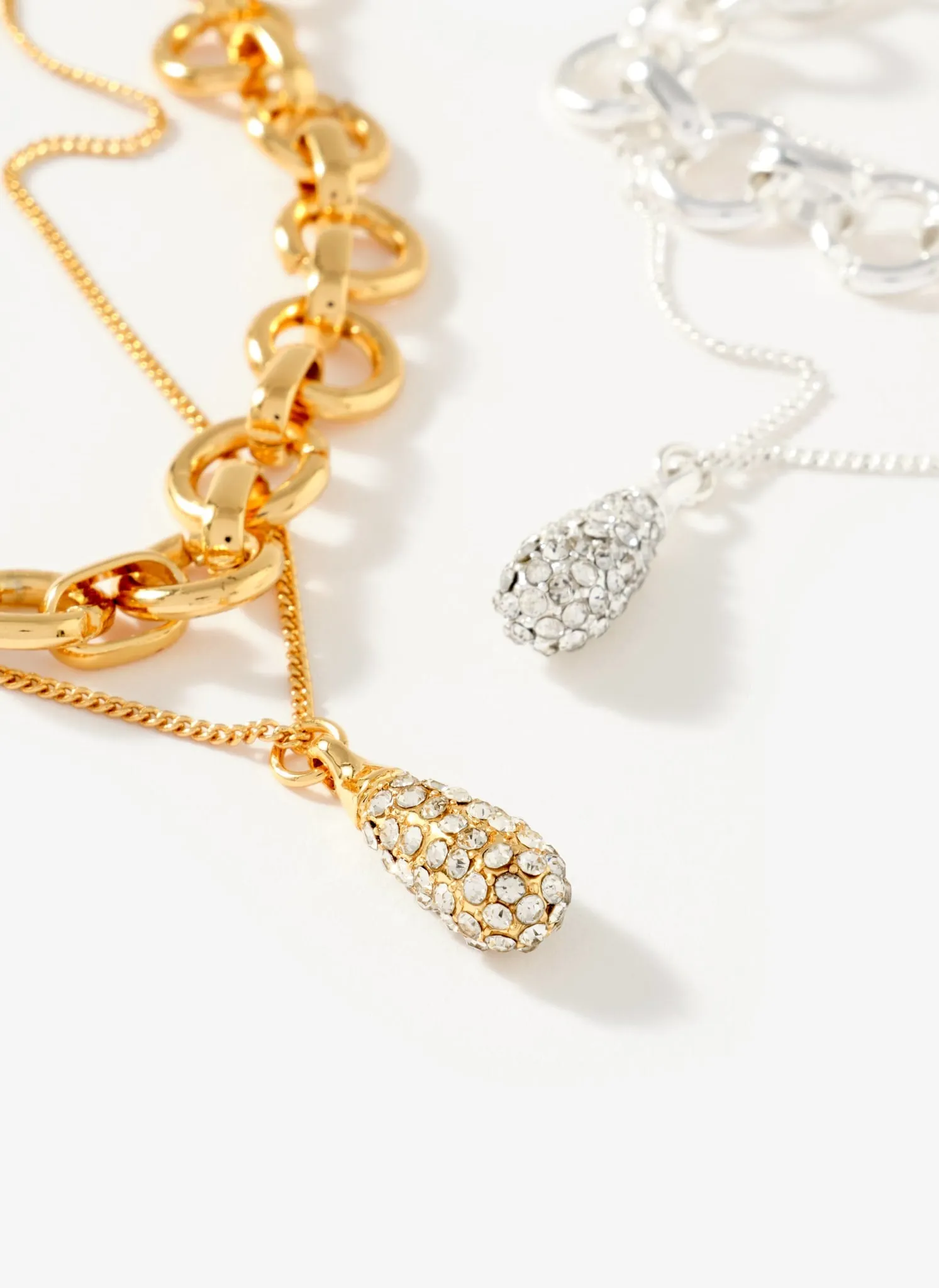 Gold Tone Pave Drop Layered Necklace sold by Mint Velvet product image thumbnail 3