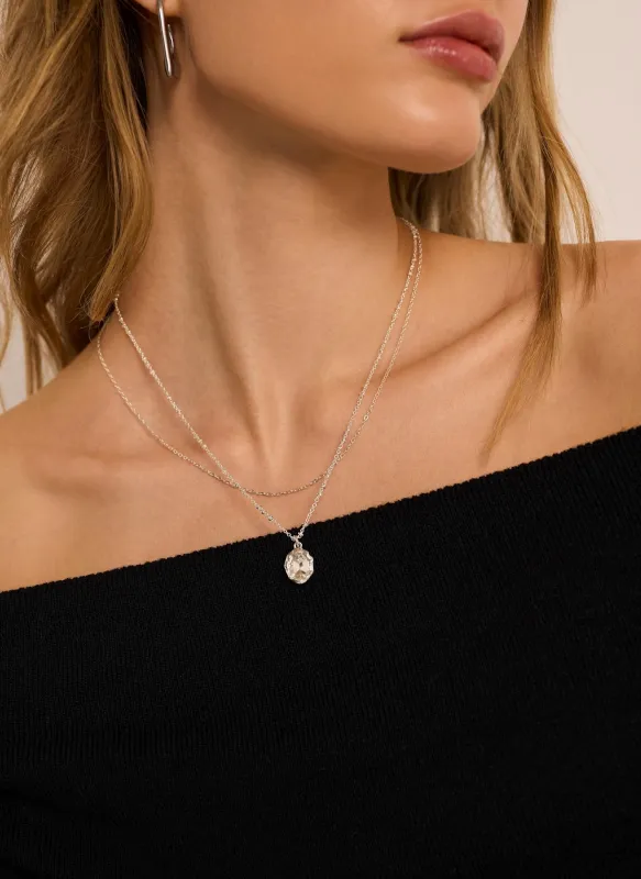 Silver Tone Layered Crystal Stone Necklace made by Mint Velvet