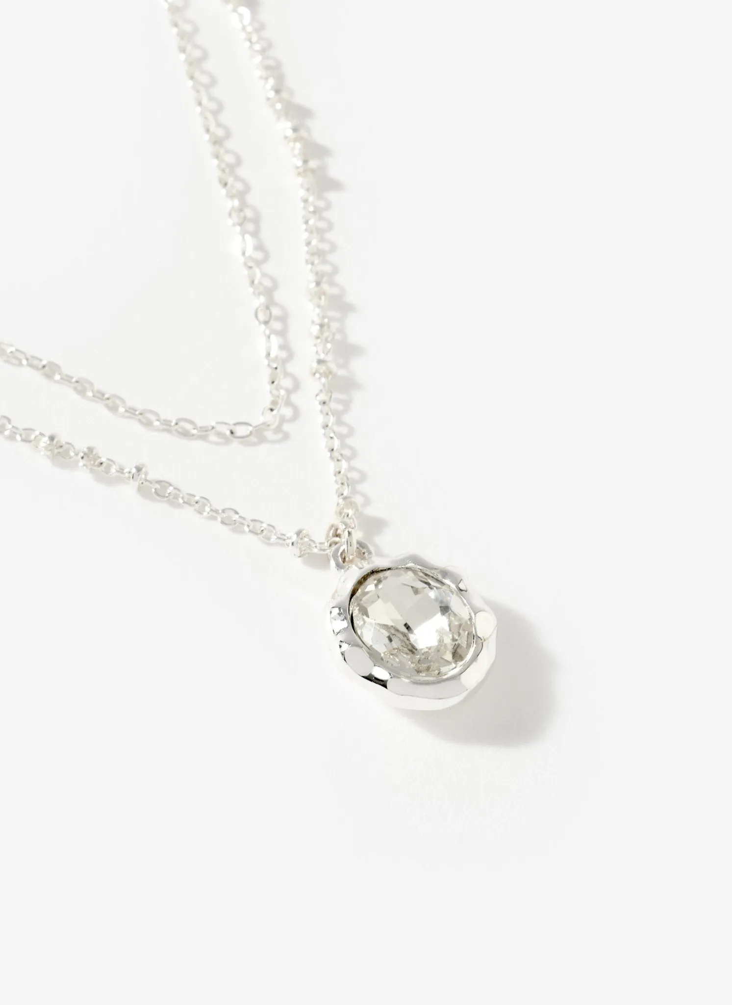 Silver Tone Layered Crystal Stone Necklace sold by Mint Velvet product image thumbnail 4