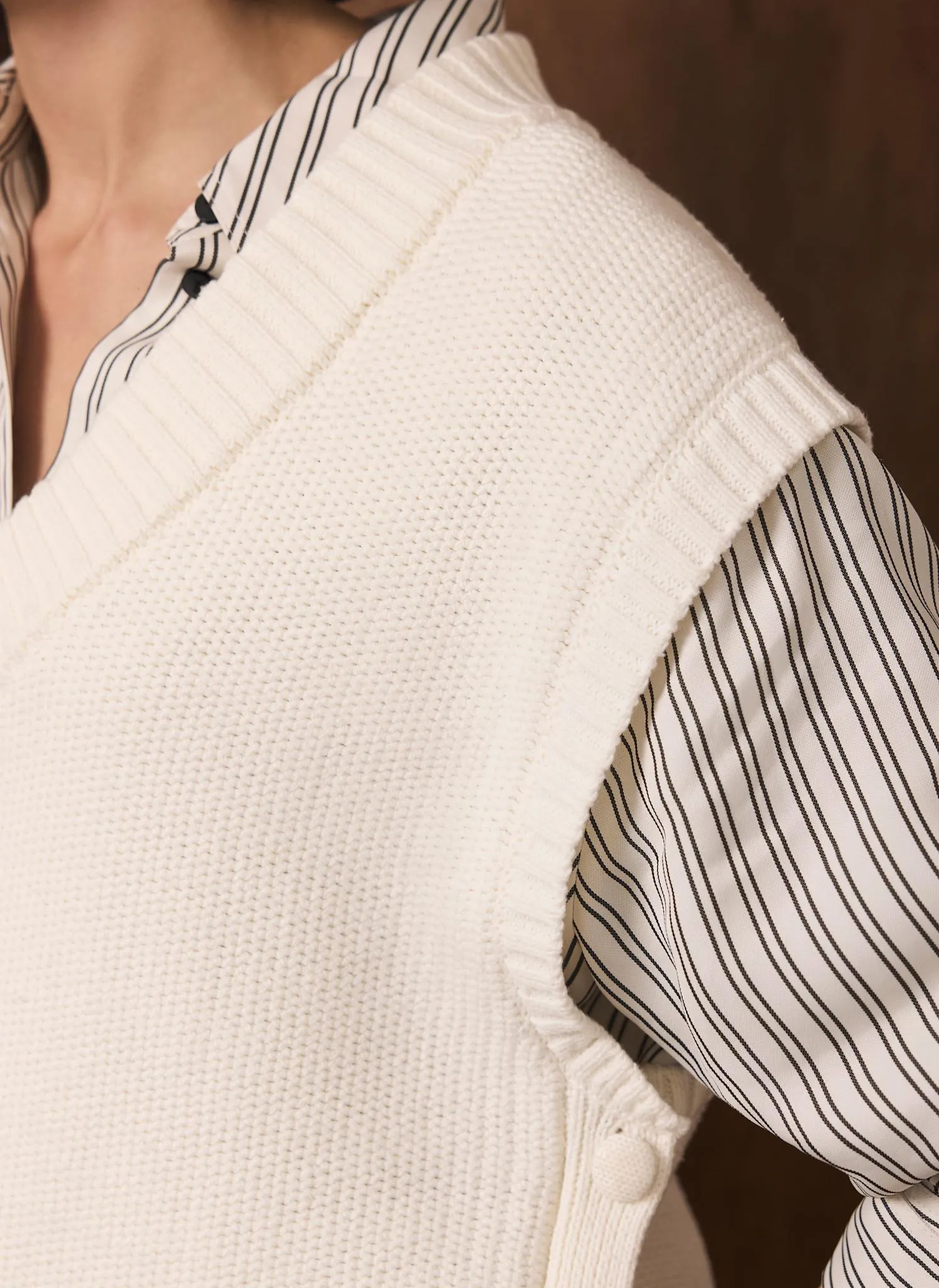 Cream Sleeveless V Neck Knit Top sold by Mint Velvet product image thumbnail 4