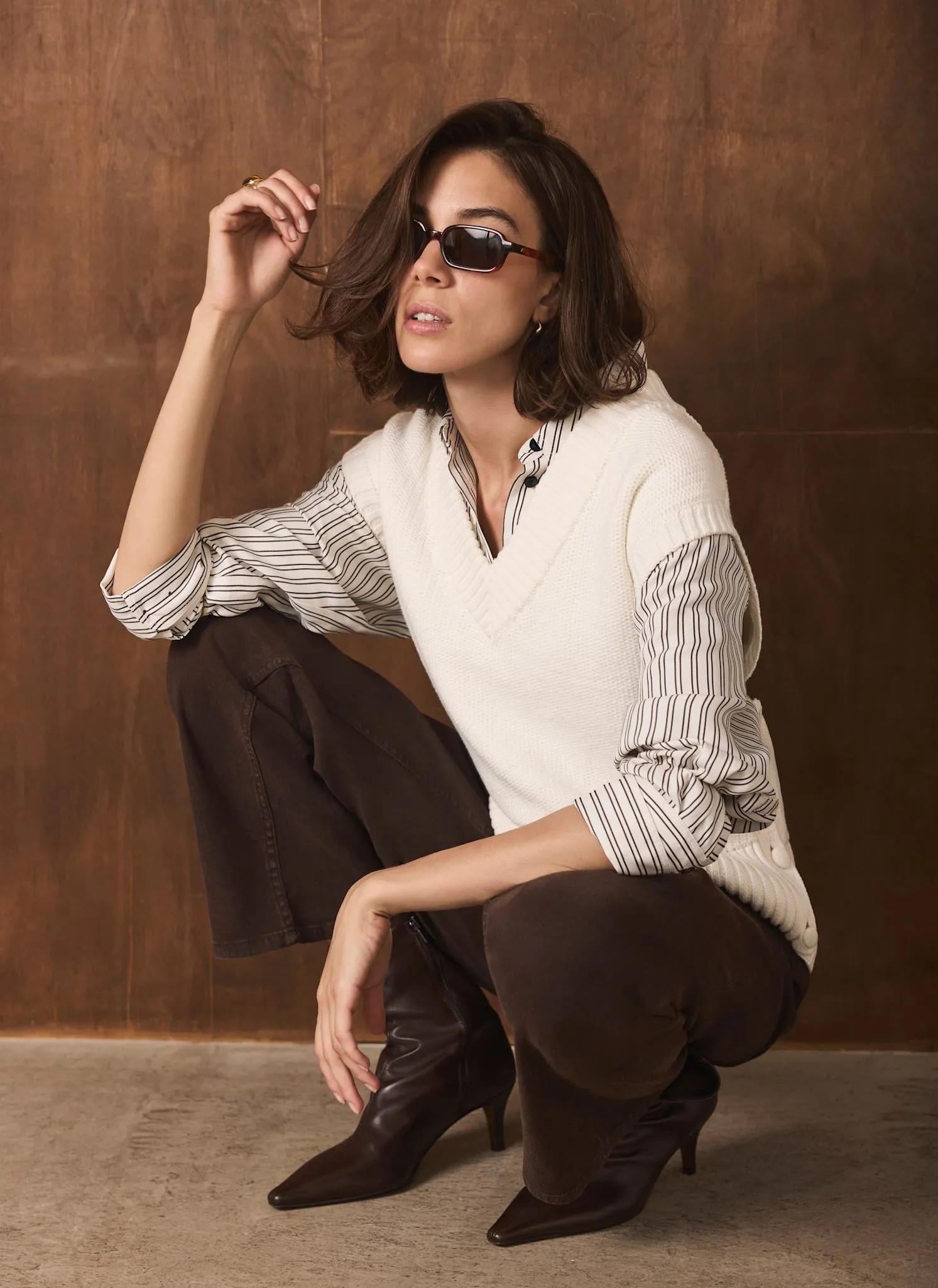 Cream Sleeveless V Neck Knit Top sold by Mint Velvet product image thumbnail 2