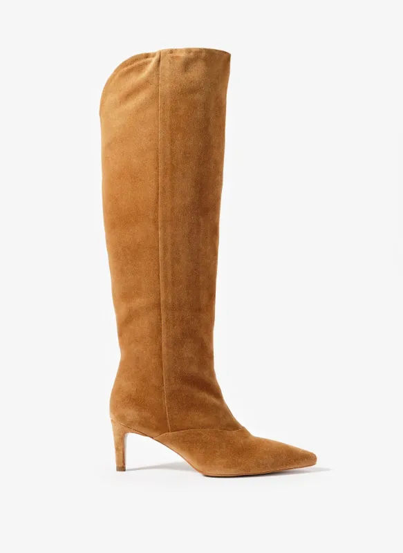 Olivia Tan Suede Knee High Boots made by Mint Velvet