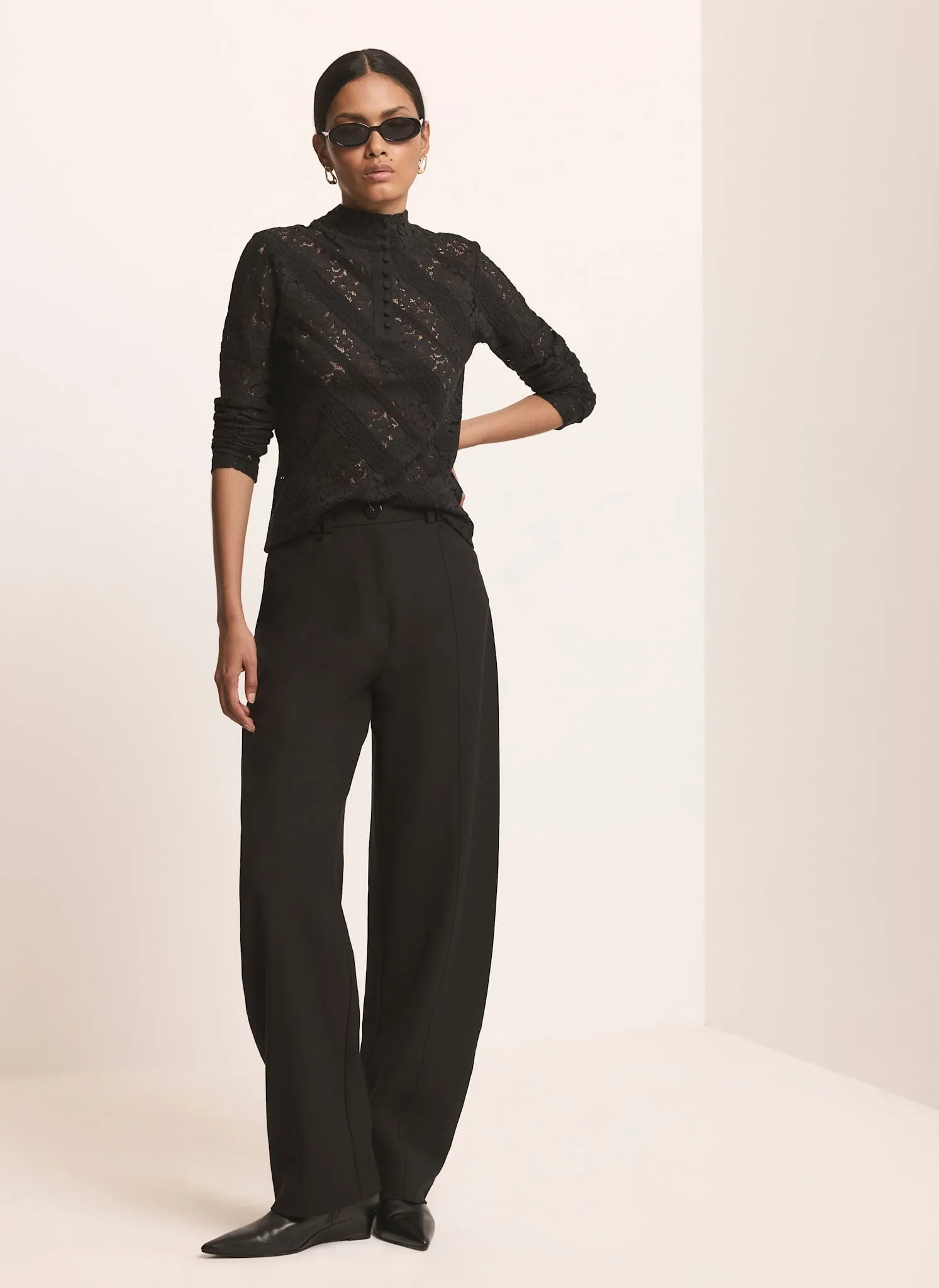 Black Lace Button Detail Top sold by Mint Velvet product image thumbnail 5