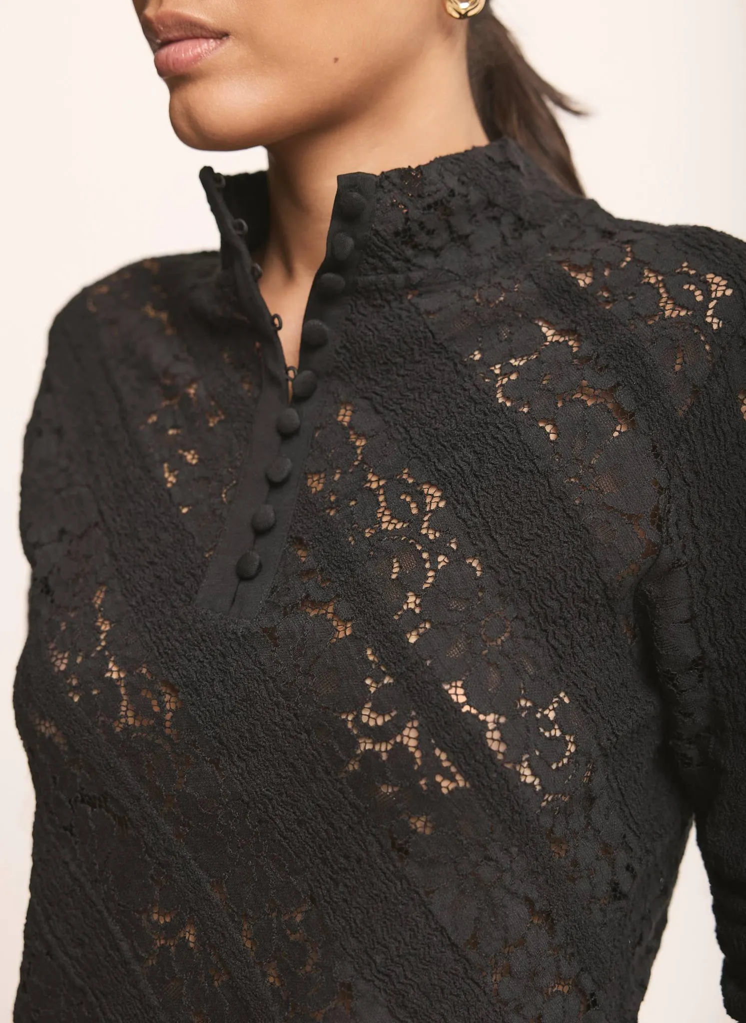 Black Lace Button Detail Top sold by Mint Velvet product image thumbnail 3