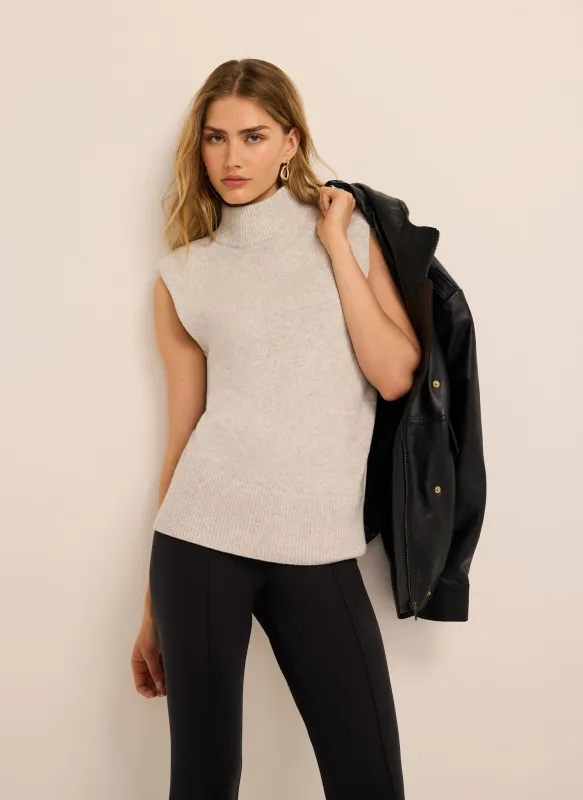 Grey Shoulder Pad Sleeveless Knit Top made by Mint Velvet