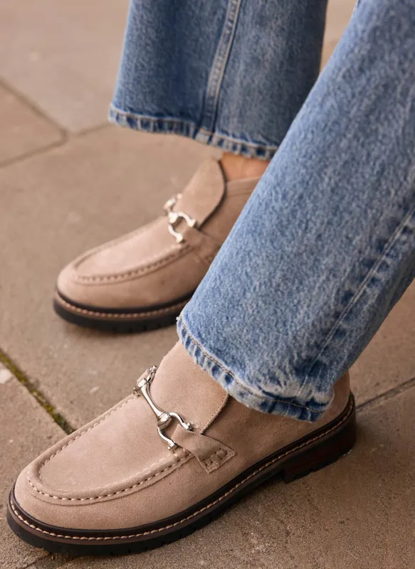 Effie Neutral Suede Loafer Boots made by Mint Velvet