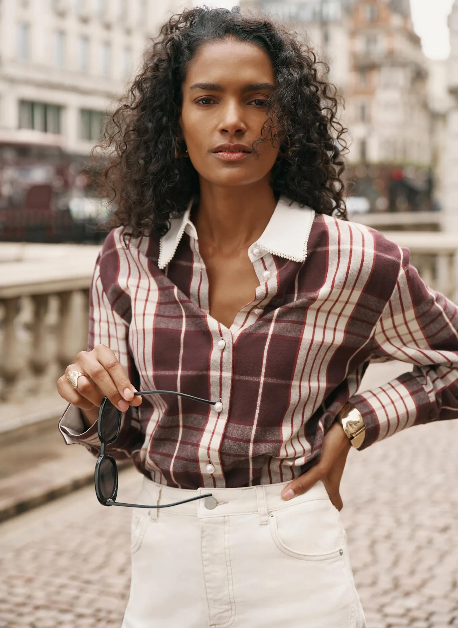 Burgundy Checked Cotton Shirt sold by Mint Velvet product image thumbnail 4